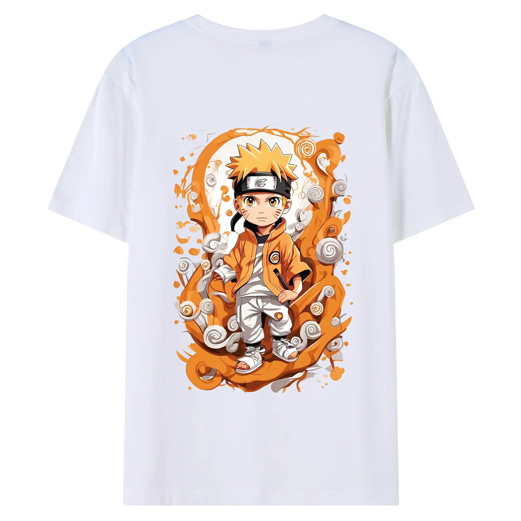 ナルト グッズ うずまき ナルト - 綿100％ 半袖Tシャツ ・ バックプリント ・ 快適 通気性 ・ 日常使い 散歩 スポーツ用