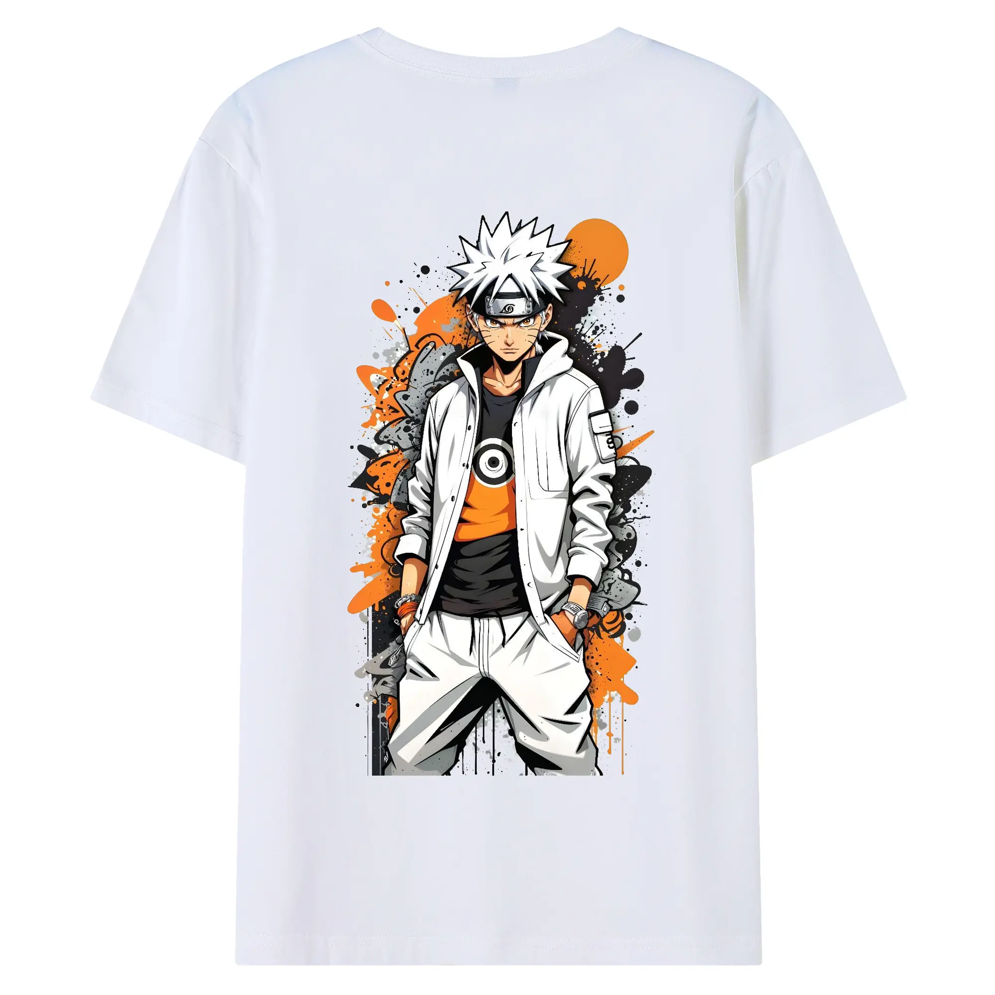 ナルト グッズ うずまき ナルト - 綿100％ 半袖Tシャツ ・ バックプリント ・ 快適 通気性 ・ 日常使い 散歩 スポーツ用