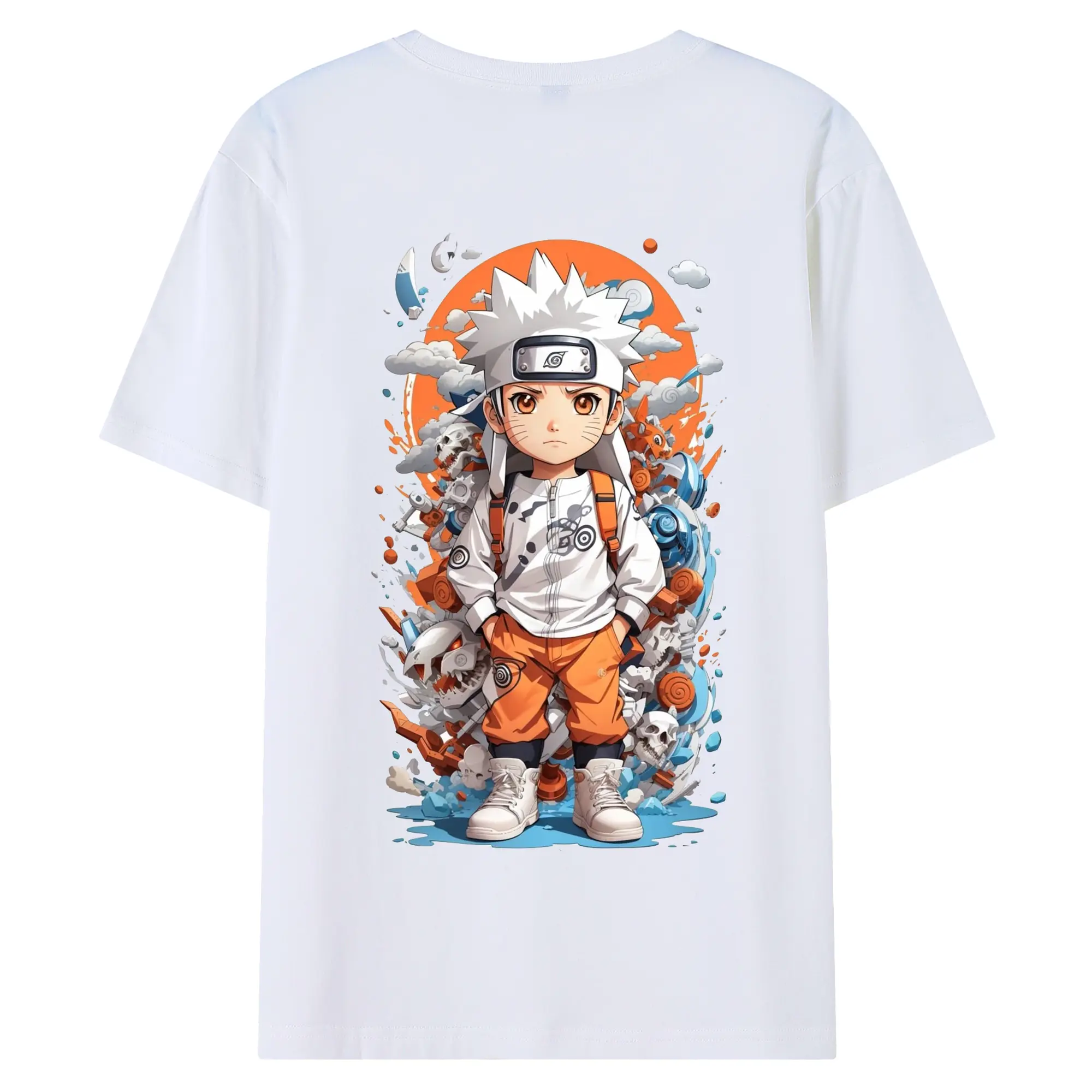 ナルト グッズ うずまき ナルト - 綿100％ 半袖Tシャツ ・ バックプリント ・ 快適 通気性 ・ 日常使い 散歩 スポーツ用