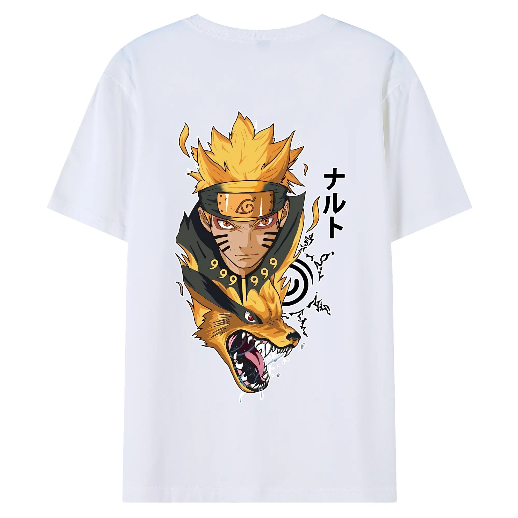 ナルト グッズ うずまき ナルト - 綿100％ 半袖Tシャツ ・ バックプリント ・ 快適 通気性 ・ 日常使い 散歩 スポーツ用