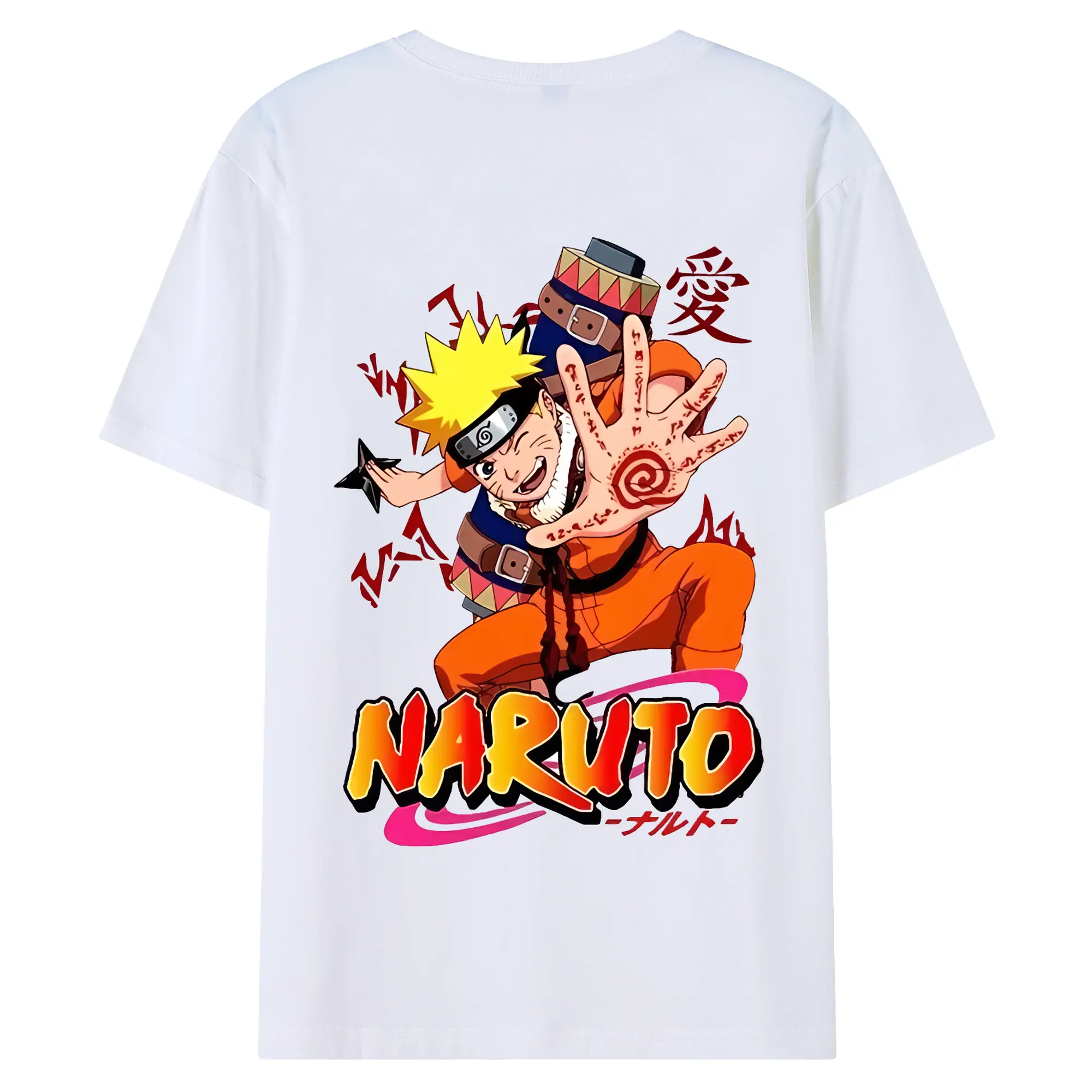 ナルト グッズ うずまき ナルト - 綿100％ 半袖Tシャツ ・ バックプリント ・ 快適 通気性 ・ 日常使い 散歩 スポーツ用