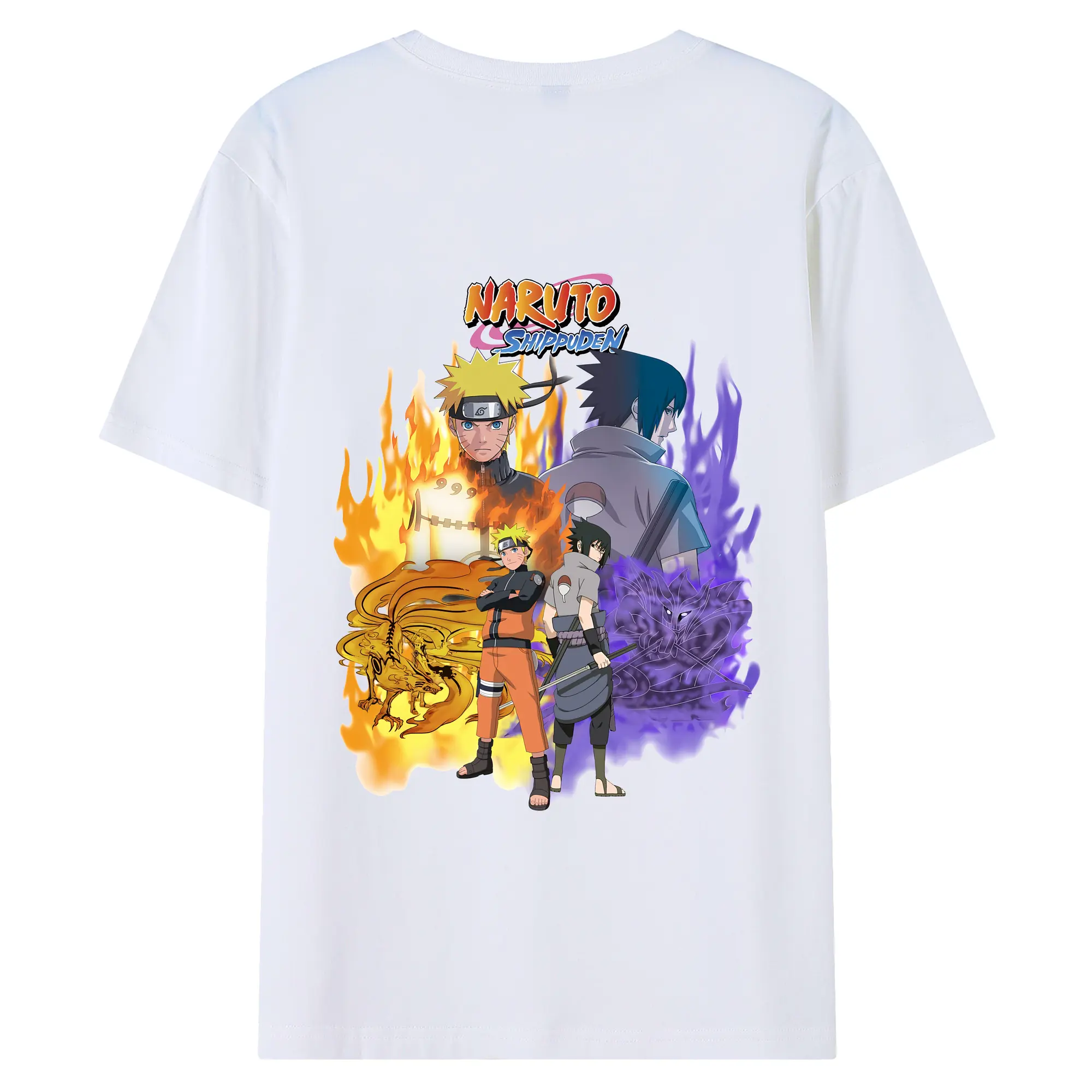 ナルト グッズ うずまき ナルト - 綿100％ 半袖Tシャツ ・ バックプリント ・ 快適 通気性 ・ 日常使い 散歩 スポーツ用