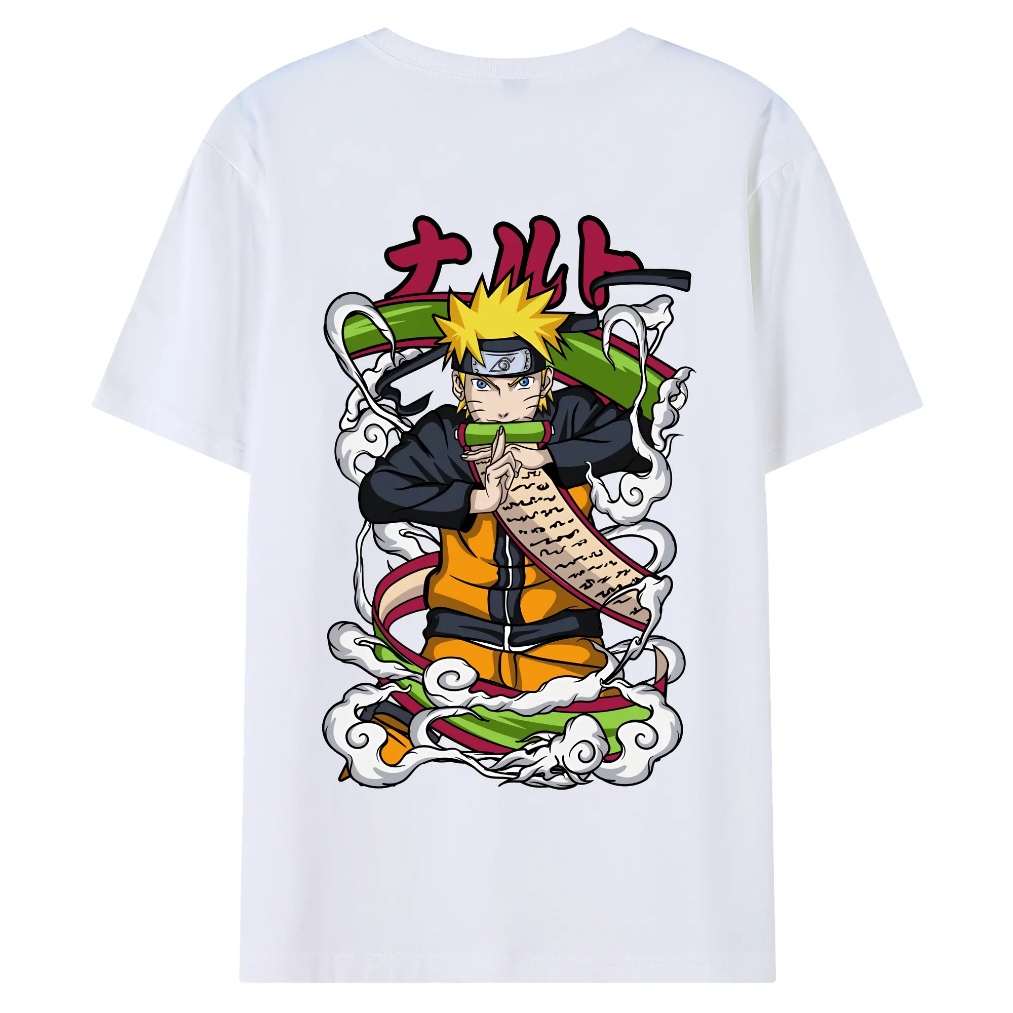 ナルト グッズ うずまき ナルト - 綿100％ 半袖Tシャツ ・ バックプリント ・ 快適 通気性 ・ 日常使い 散歩 スポーツ用