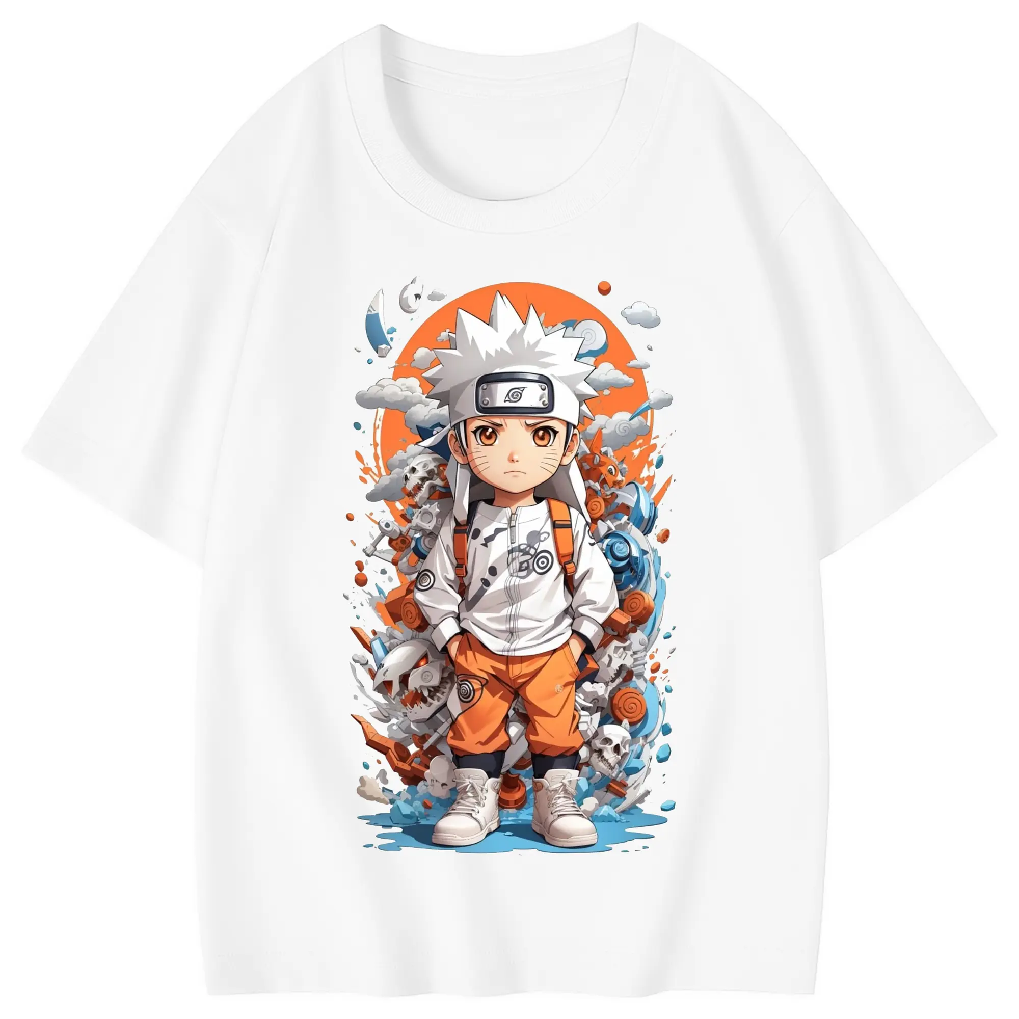 ナルト グッズ うずまき ナルト - 綿100％ キッズTシャツ ・ フロントプリント ・ 快適 通気性 ・ スポーツ カジュアル 散歩用