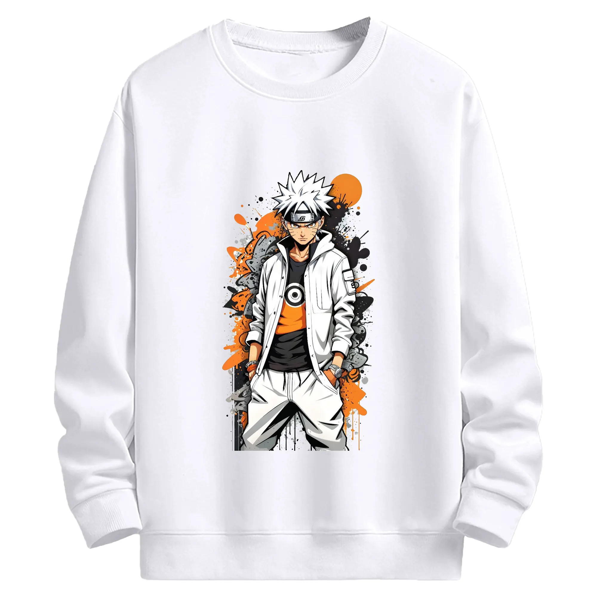 ナルト グッズ うずまき ナルト - 高品質 クルーネック スウェット ・ コットン59％ ポリエステル41％ ・ ユニセックス 長袖 トレーナー ・ カジュアル デイリー スポーツ 散歩用