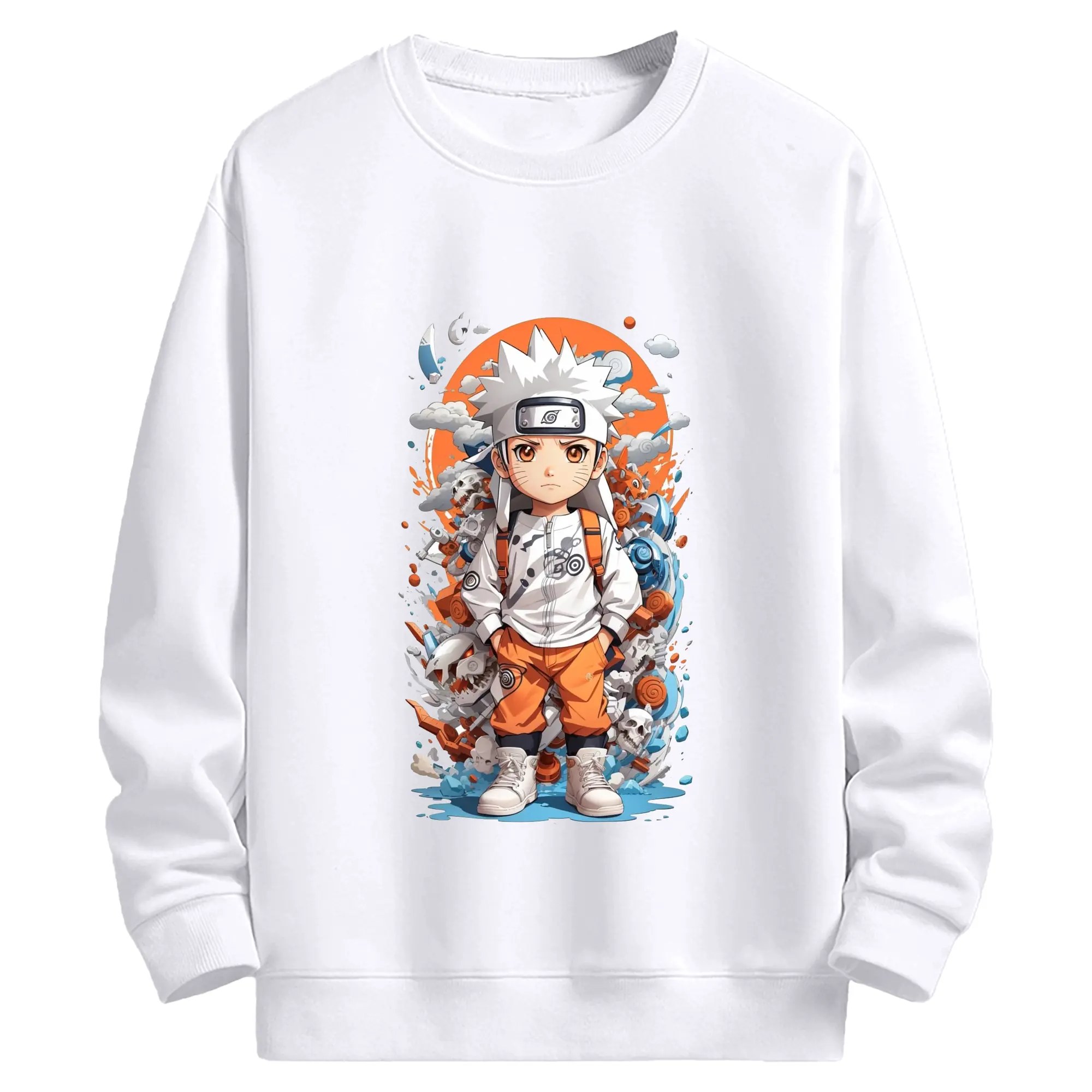 ナルト グッズ うずまき ナルト - 高品質 クルーネック スウェット ・ コットン59％ ポリエステル41％ ・ ユニセックス 長袖 トレーナー ・ カジュアル デイリー スポーツ 散歩用