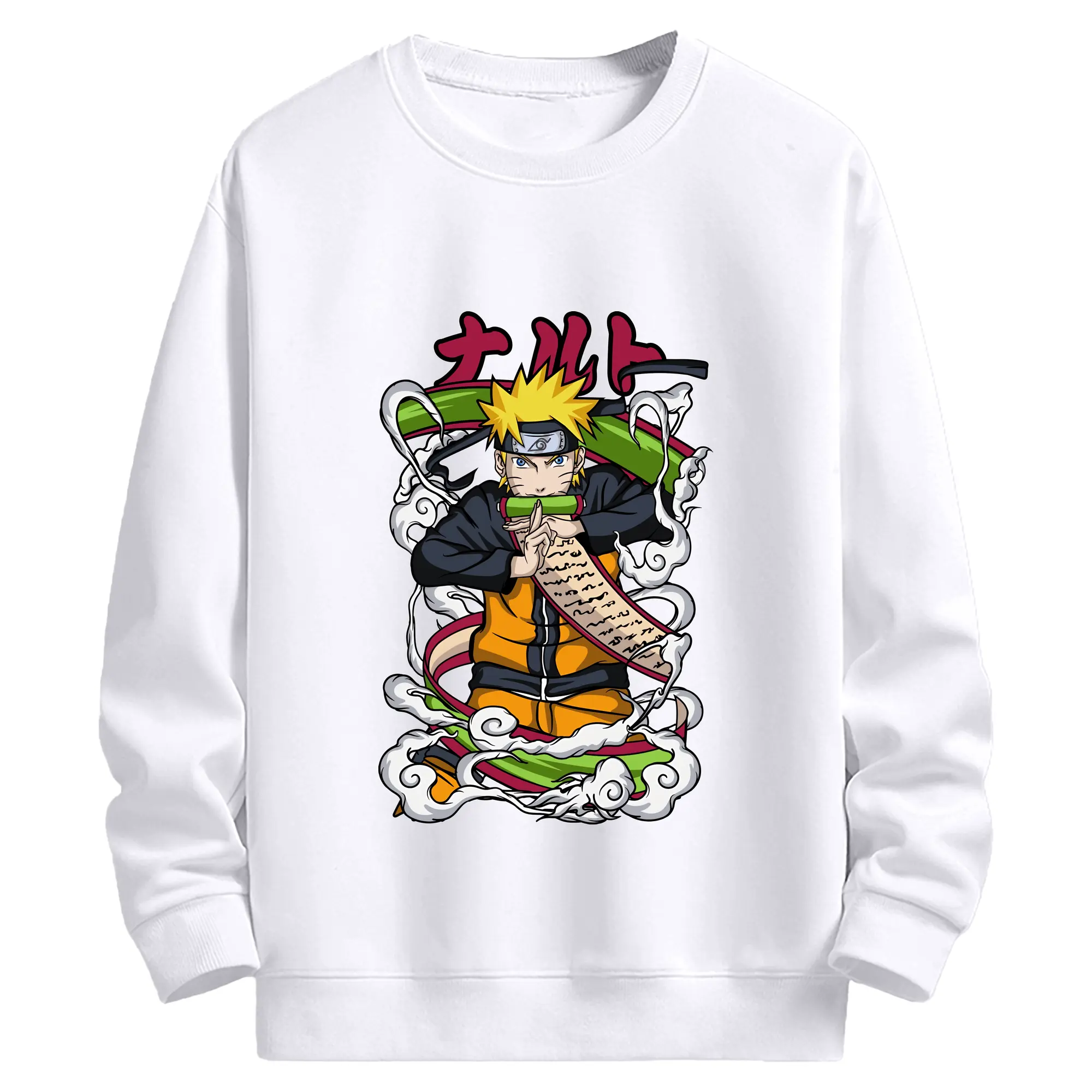 ナルト グッズ うずまき ナルト - 高品質 クルーネック スウェット ・ コットン59％ ポリエステル41％ ・ ユニセックス 長袖 トレーナー ・ カジュアル デイリー スポーツ 散歩用