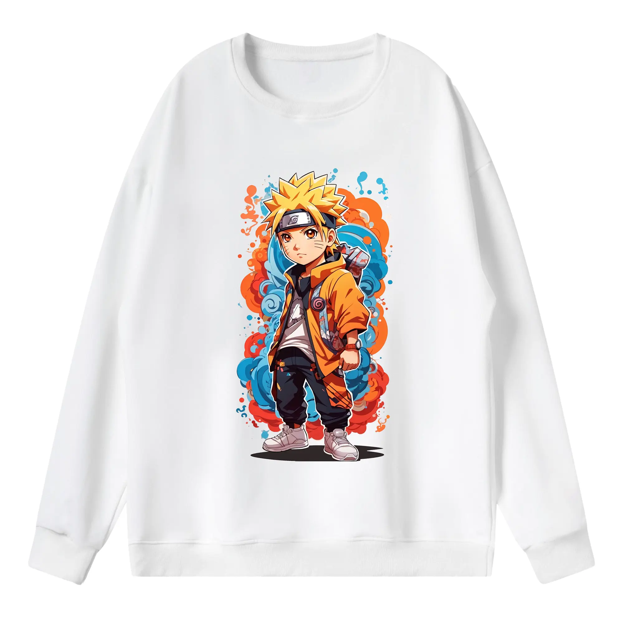 ナルト グッズ うずまき ナルト - 薄手 クルーネック スウェット 裏毛260g · ポリエステル 春秋向け カジュアル 男女兼用 · トレーナー デイリー スポーツ 散歩に最適