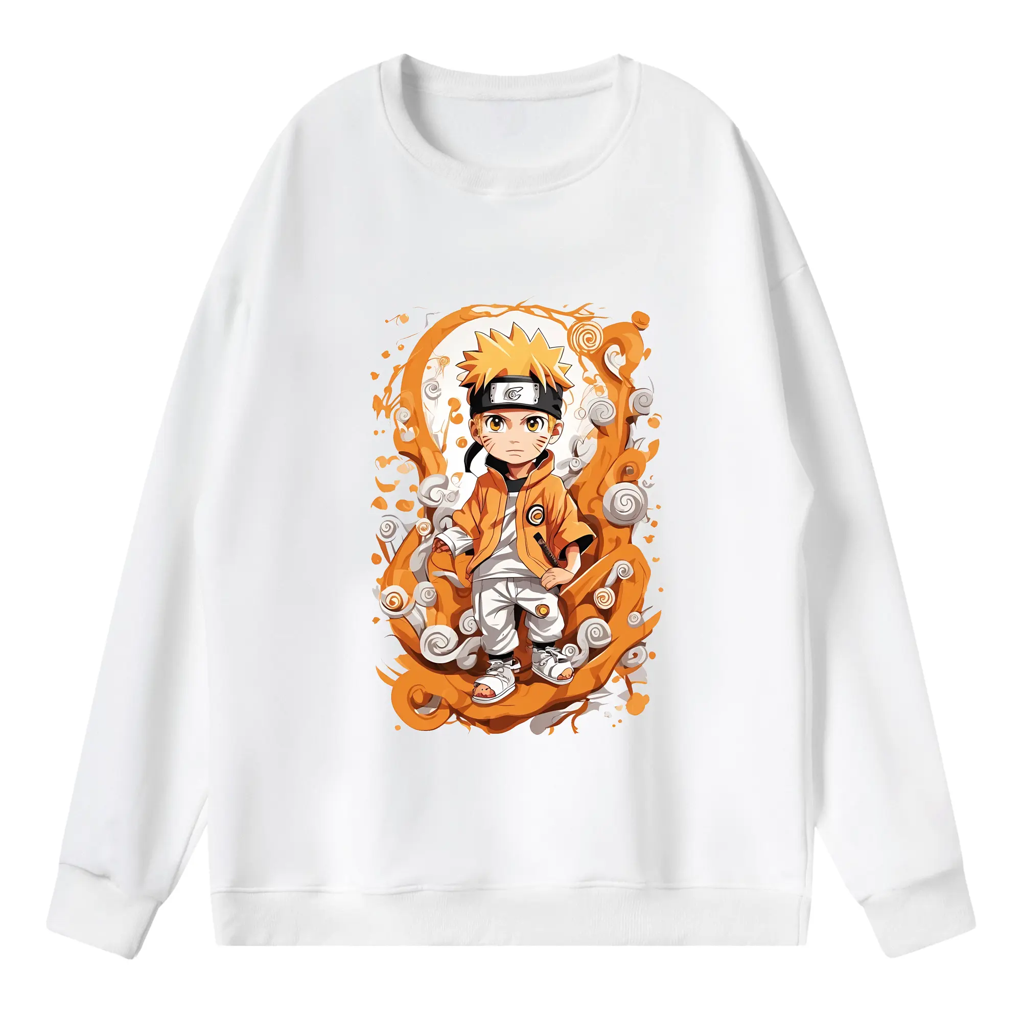 ナルト グッズ うずまき ナルト - 薄手 クルーネック スウェット 裏毛260g · ポリエステル 春秋向け カジュアル 男女兼用 · トレーナー デイリー スポーツ 散歩に最適