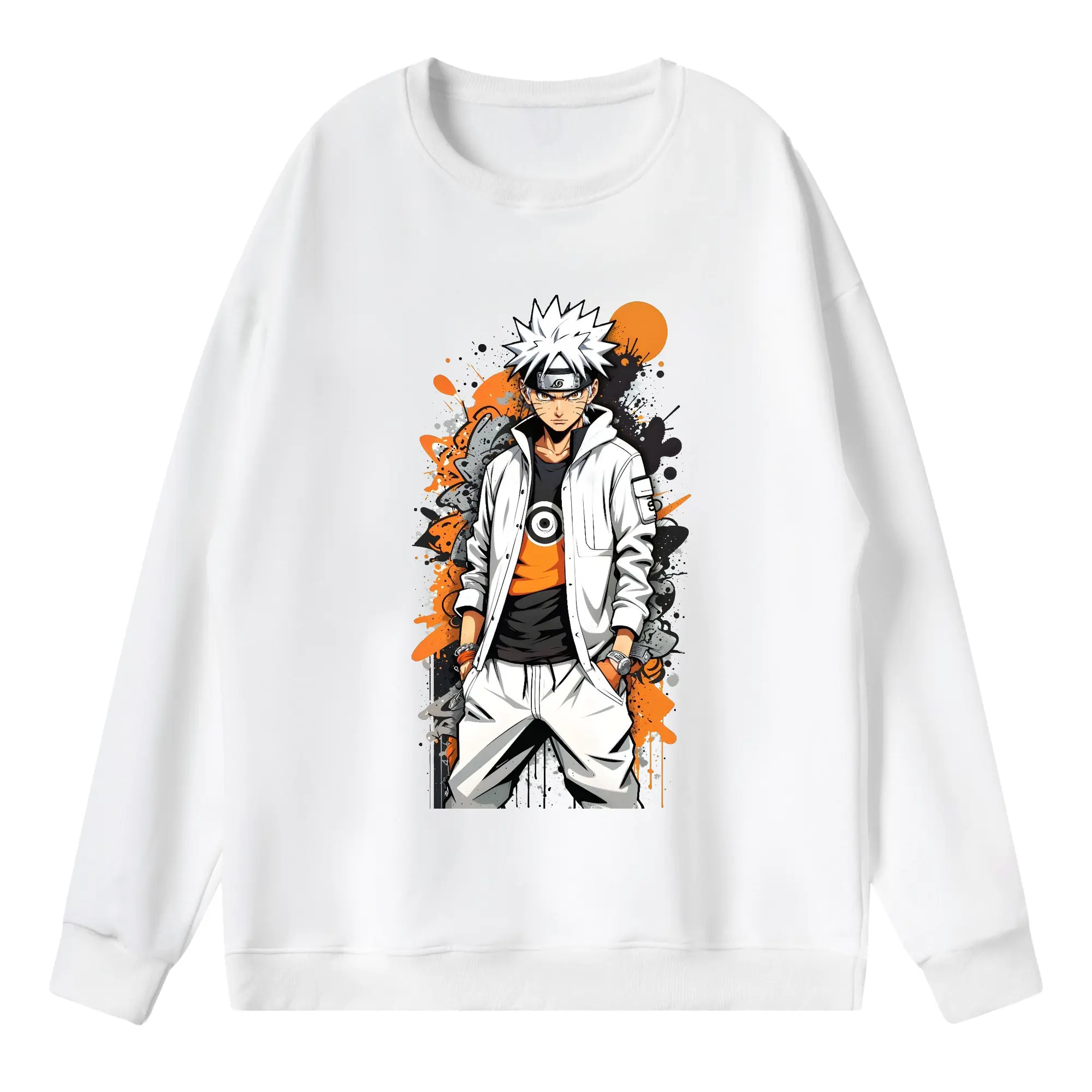 ナルト グッズ うずまき ナルト - 薄手 クルーネック スウェット 裏毛260g · ポリエステル 春秋向け カジュアル 男女兼用 · トレーナー デイリー スポーツ 散歩に最適