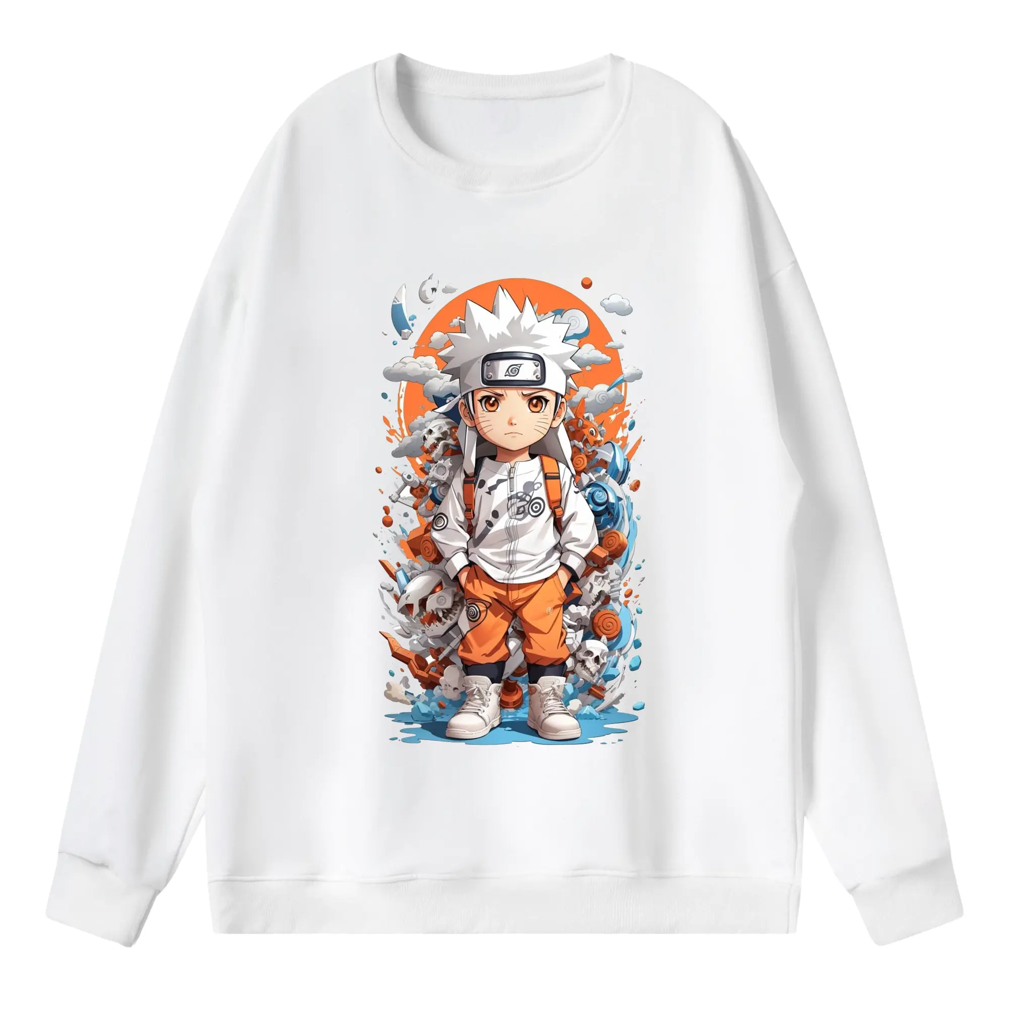 ナルト グッズ うずまき ナルト - 薄手 クルーネック スウェット 裏毛260g · ポリエステル 春秋向け カジュアル 男女兼用 · トレーナー デイリー スポーツ 散歩に最適