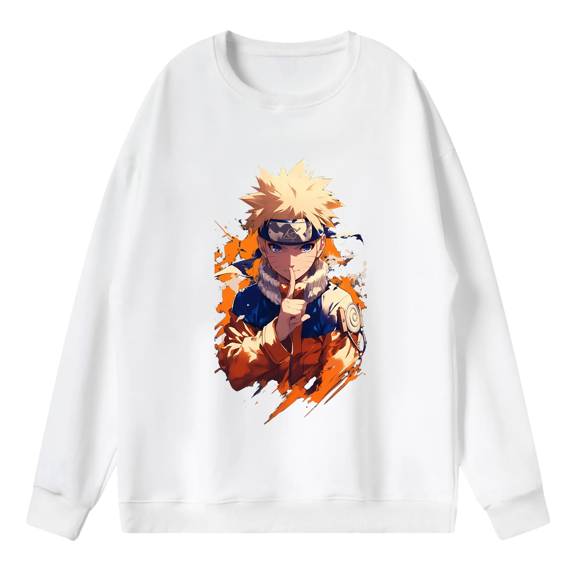 ナルト グッズ うずまき ナルト - 薄手 クルーネック スウェット 裏毛260g · ポリエステル 春秋向け カジュアル 男女兼用 · トレーナー デイリー スポーツ 散歩に最適