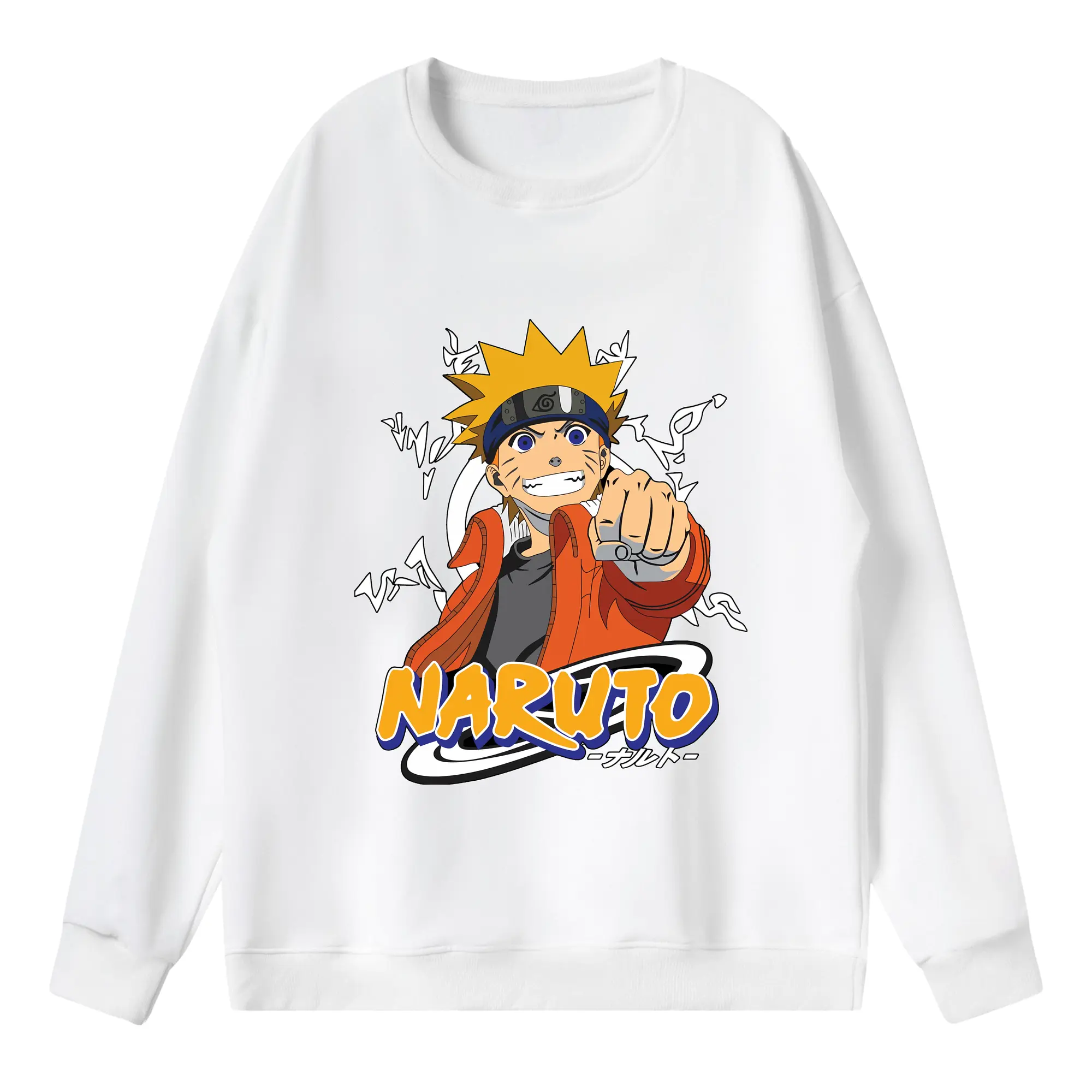 ナルト グッズ うずまき ナルト - 薄手 クルーネック スウェット 裏毛260g · ポリエステル 春秋向け カジュアル 男女兼用 · トレーナー デイリー スポーツ 散歩に最適