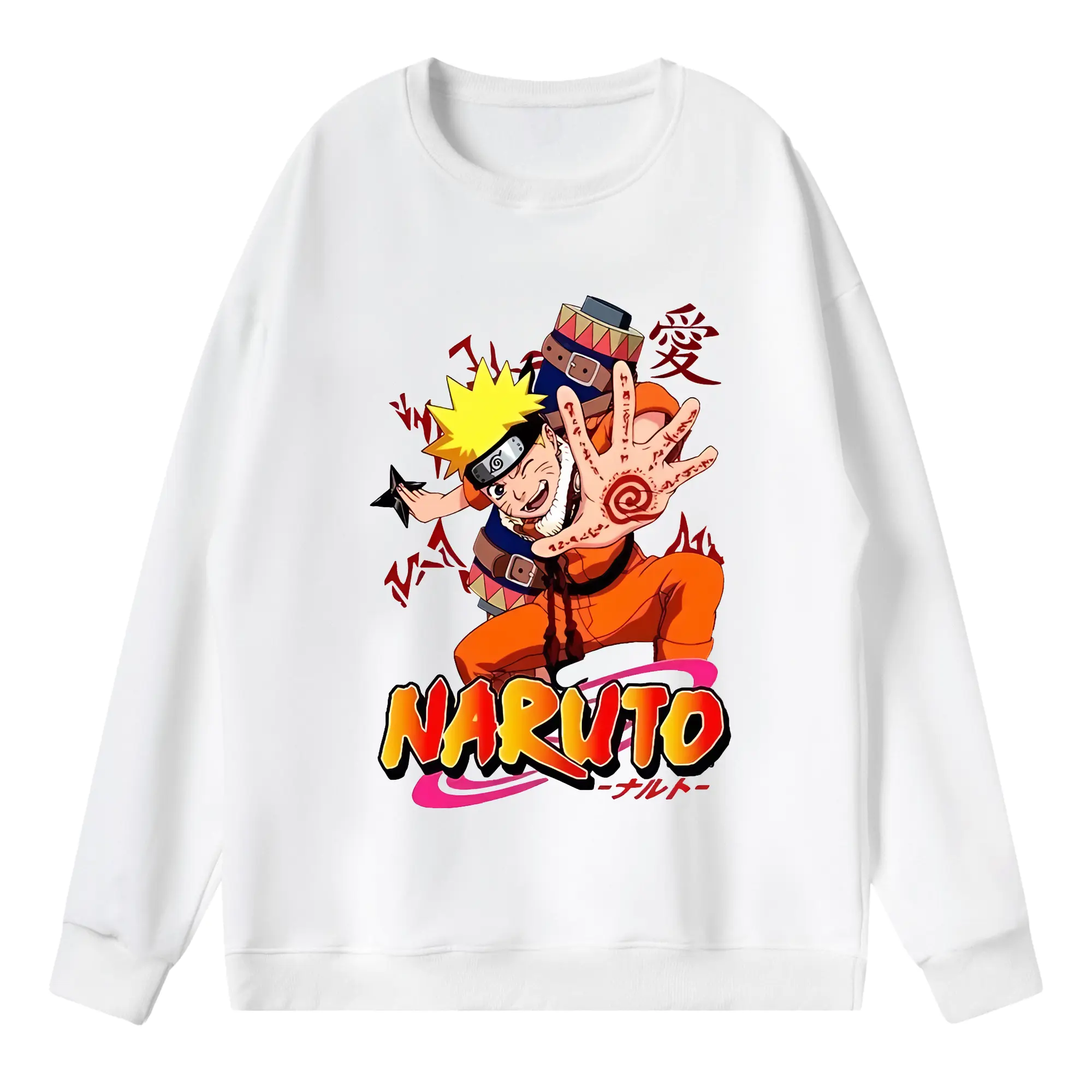 ナルト グッズ うずまき ナルト - 薄手 クルーネック スウェット 裏毛260g · ポリエステル 春秋向け カジュアル 男女兼用 · トレーナー デイリー スポーツ 散歩に最適