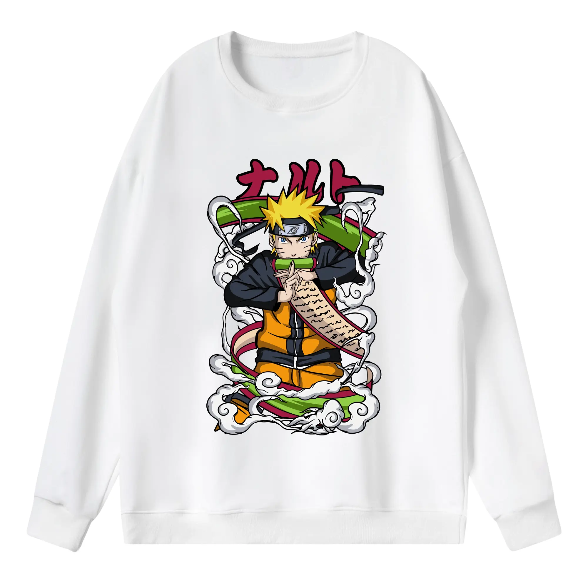 ナルト グッズ うずまき ナルト - 薄手 クルーネック スウェット 裏毛260g · ポリエステル 春秋向け カジュアル 男女兼用 · トレーナー デイリー スポーツ 散歩に最適