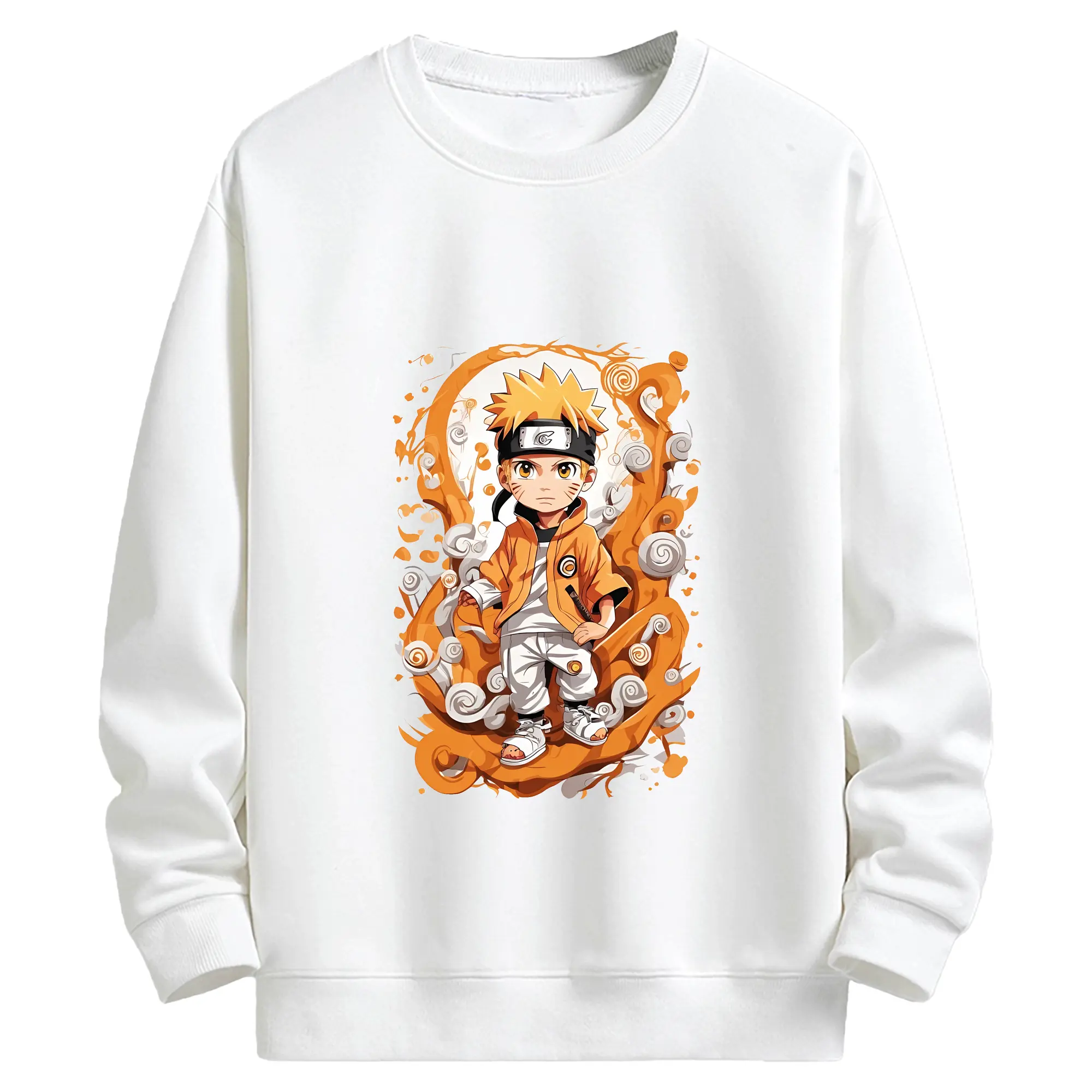 ナルト グッズ うずまき ナルト - キッズ クルーネックスウェットシャツ ・ フロントプリント ・ 綿80％ ポリエステル20％ ・ 快適 通学 スポーツ 日常使い お散歩用