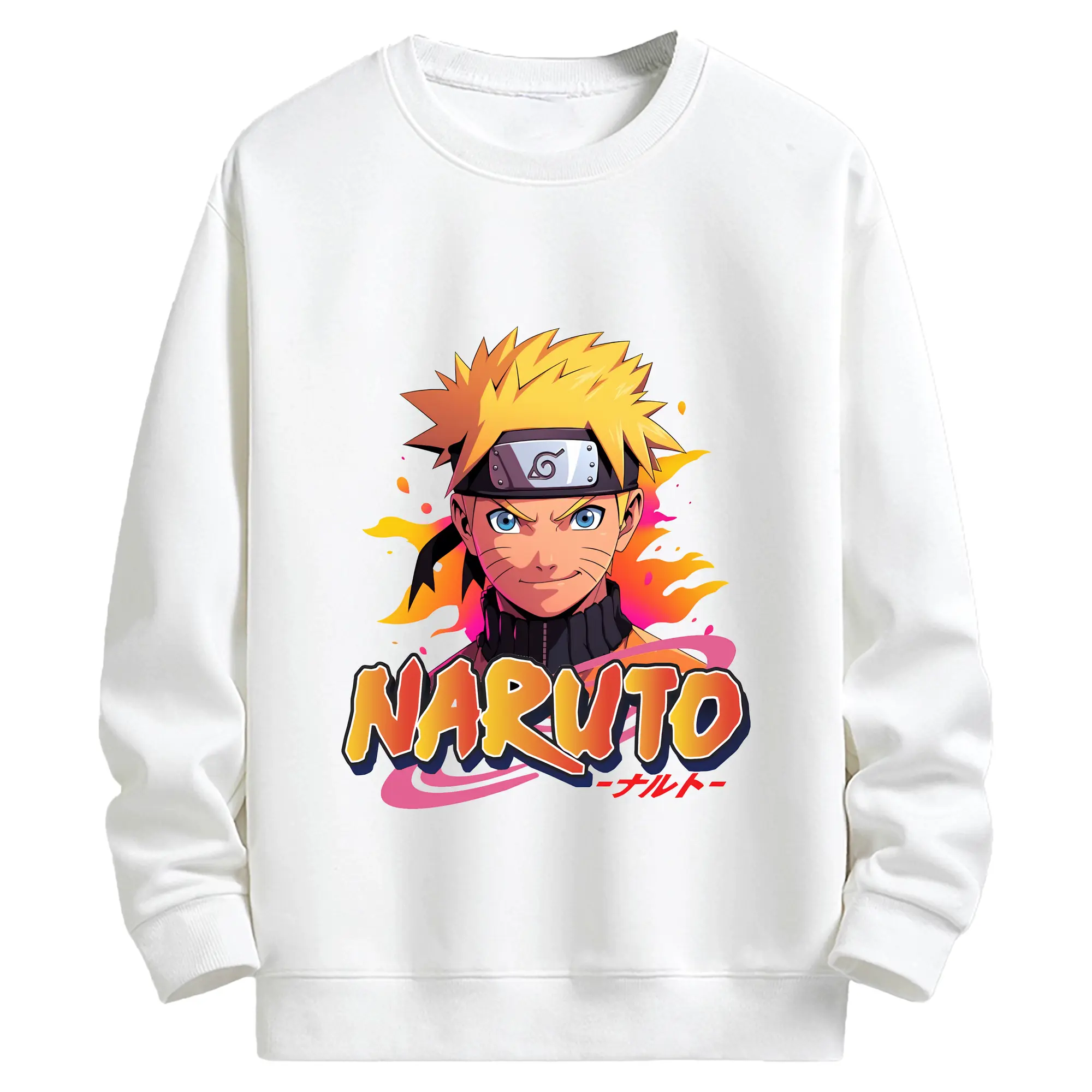 ナルト グッズ うずまき ナルト - キッズ クルーネックスウェットシャツ ・ フロントプリント ・ 綿80％ ポリエステル20％ ・ 快適 通学 スポーツ 日常使い お散歩用