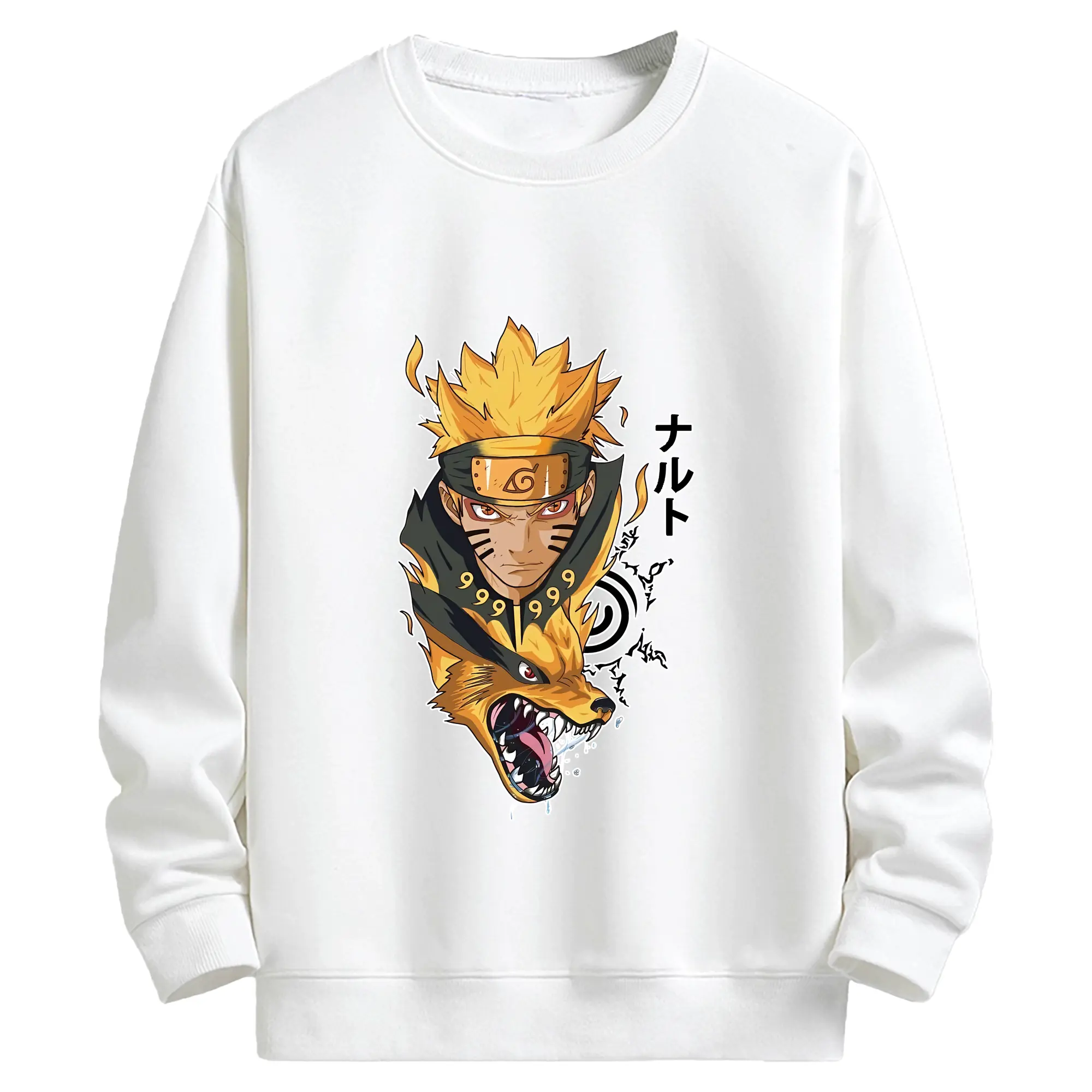 ナルト グッズ うずまき ナルト - キッズ クルーネックスウェットシャツ ・ フロントプリント ・ 綿80％ ポリエステル20％ ・ 快適 通学 スポーツ 日常使い お散歩用