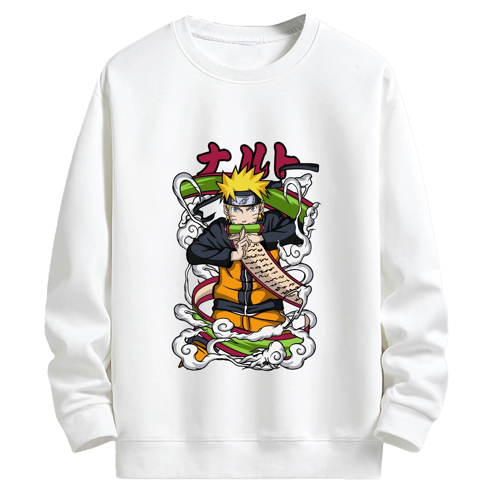 ナルト グッズ うずまき ナルト - キッズ クルーネックスウェットシャツ ・ フロントプリント ・ 綿80％ ポリエステル20％ ・ 快適 通学 スポーツ 日常使い お散歩用