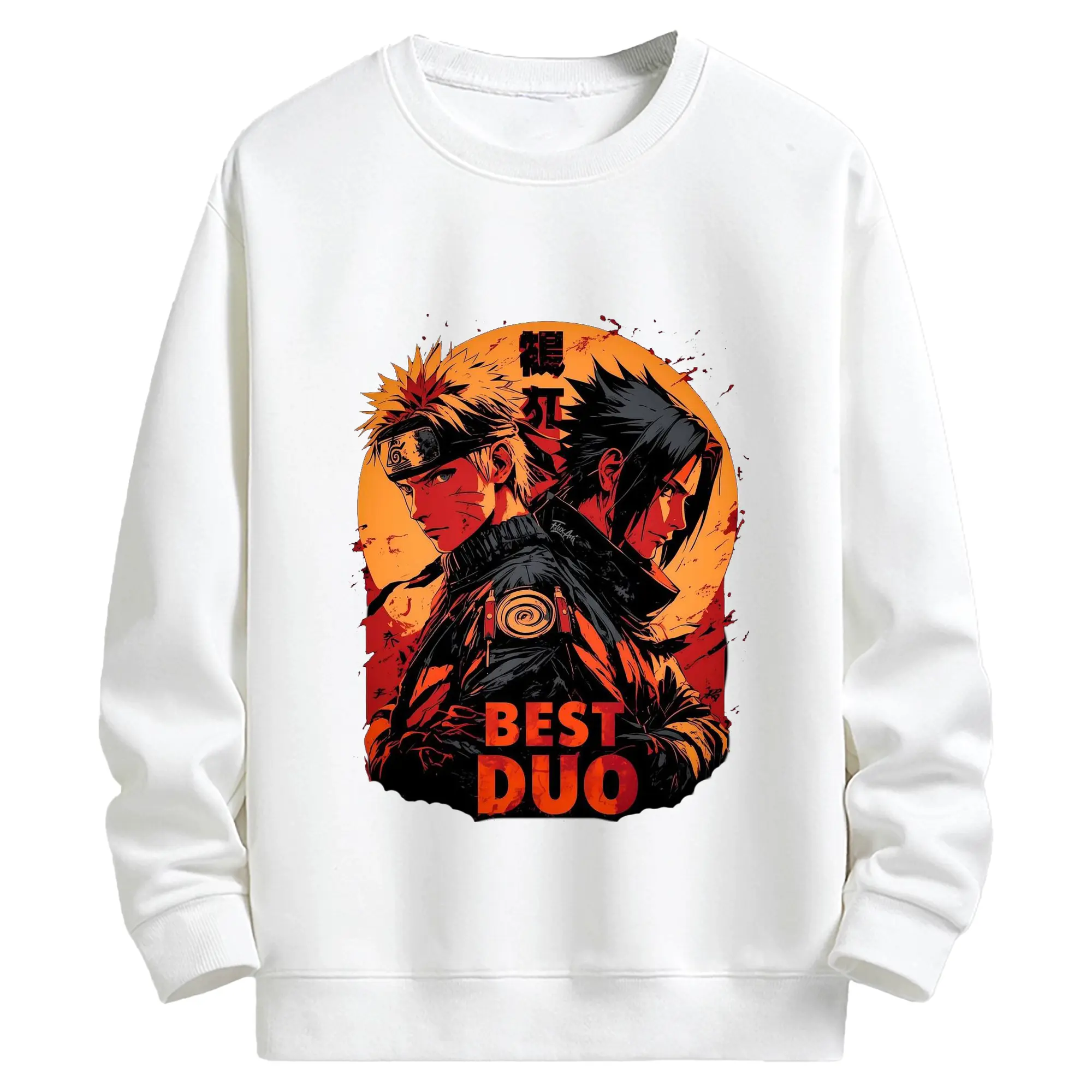 ナルト グッズ うずまき ナルト - キッズ クルーネックスウェットシャツ ・ フロントプリント ・ 綿80％ ポリエステル20％ ・ 快適 通学 スポーツ 日常使い お散歩用