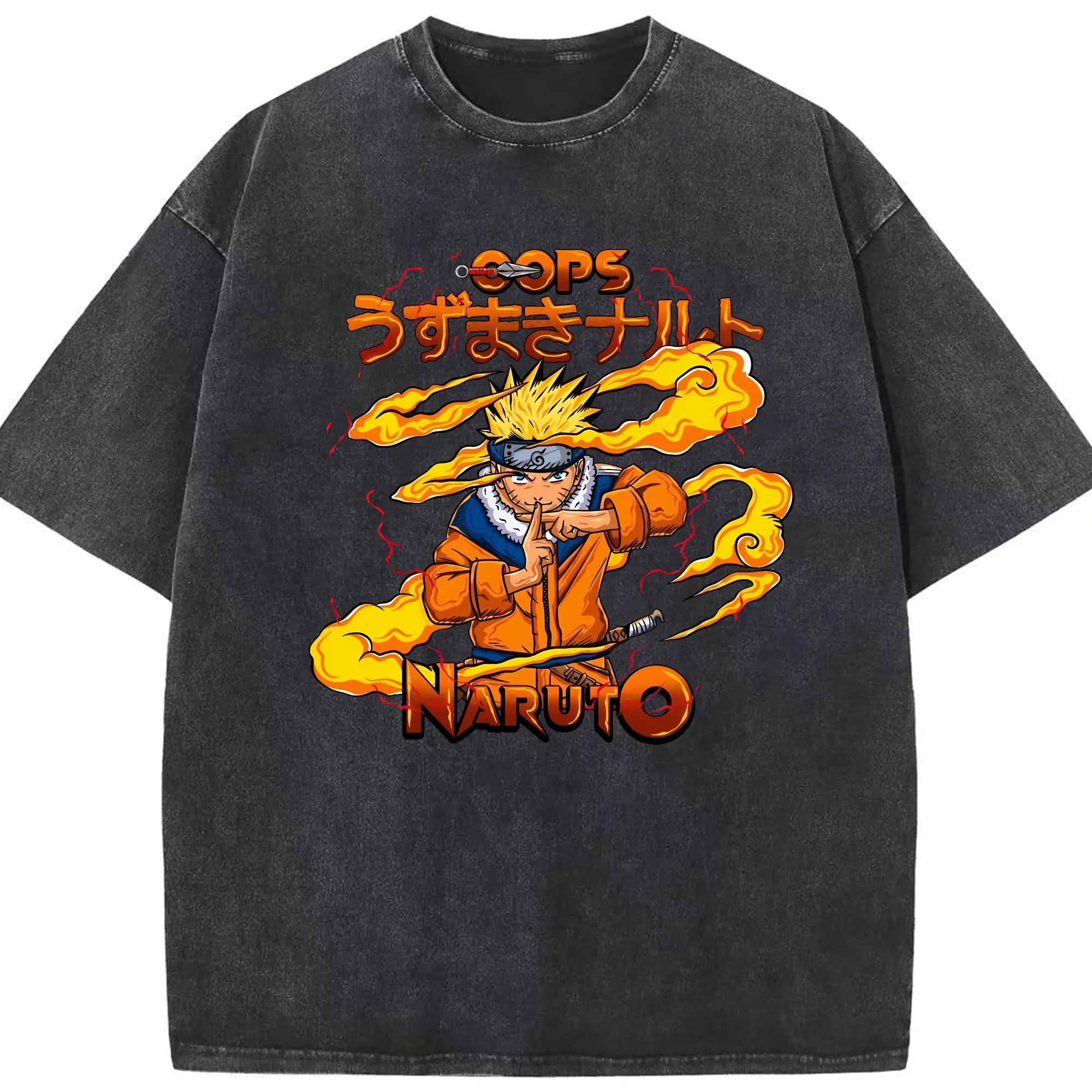 ナルト グッズ うずまき ナルト - 綿100％ ヴィンテージ風 半袖Tシャツ ・ フロントプリント ・ 柔らか肌触り ・ 通気性 快適 ・ スポーツ カジュアル 外出用