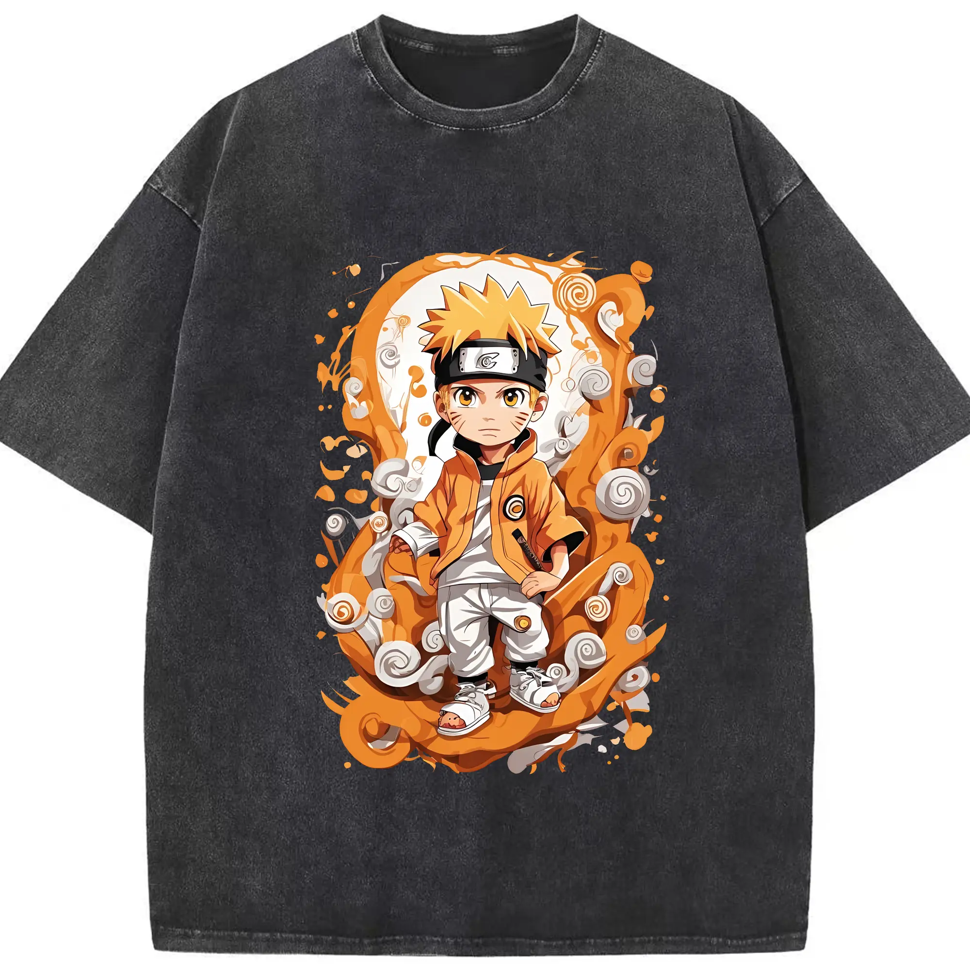 ナルト グッズ うずまき ナルト - 綿100％ ヴィンテージ風 半袖Tシャツ ・ フロントプリント ・ 柔らか肌触り ・ 通気性 快適 ・ スポーツ カジュアル 外出用
