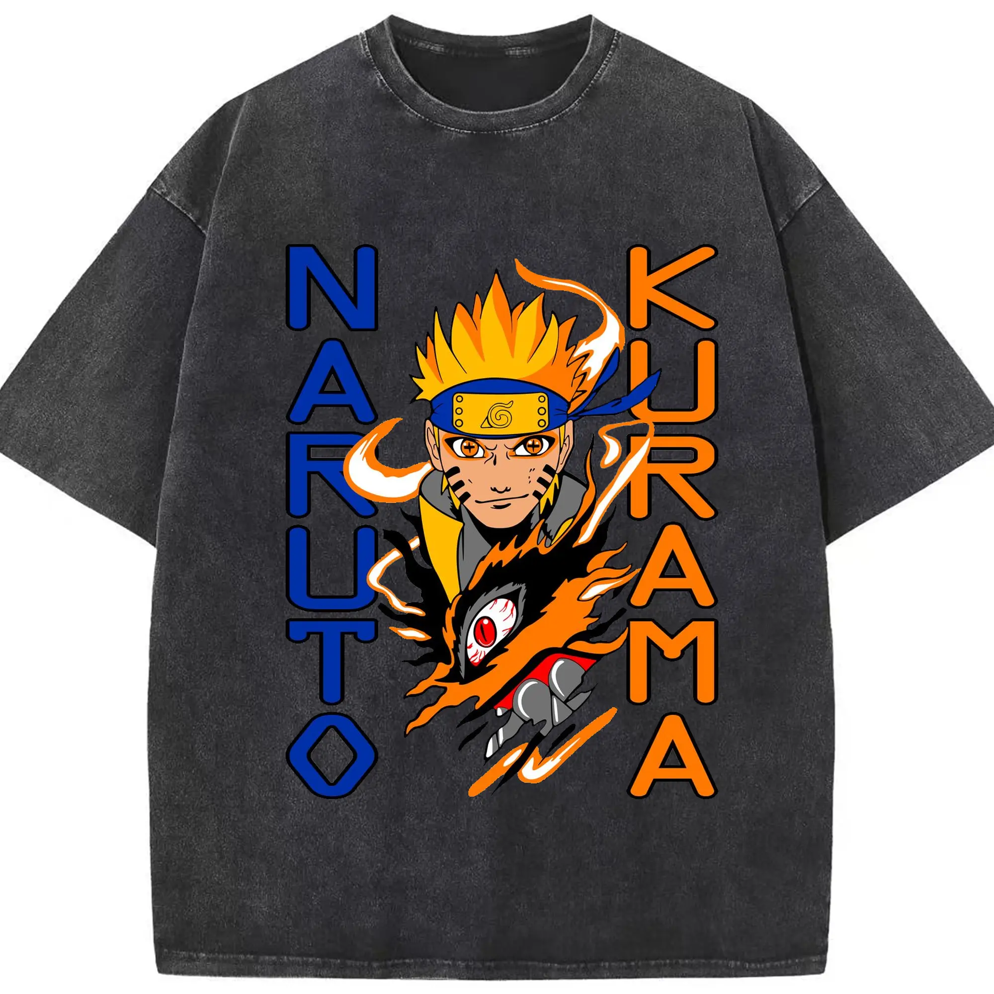 ナルト グッズ うずまき ナルト - 綿100％ ヴィンテージ風 半袖Tシャツ ・ フロントプリント ・ 柔らか肌触り ・ 通気性 快適 ・ スポーツ カジュアル 外出用