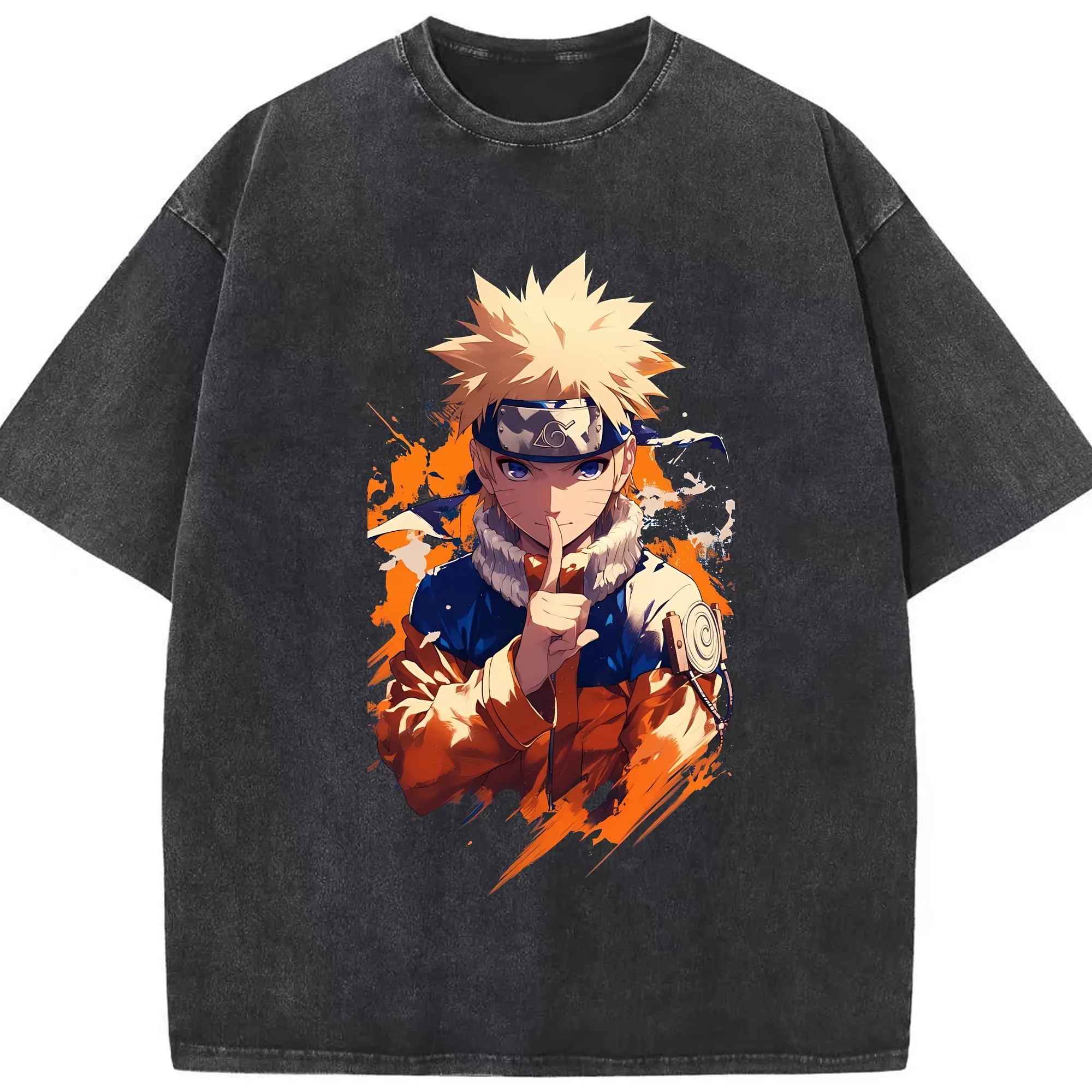 ナルト グッズ うずまき ナルト - 綿100％ ヴィンテージ風 半袖Tシャツ ・ フロントプリント ・ 柔らか肌触り ・ 通気性 快適 ・ スポーツ カジュアル 外出用