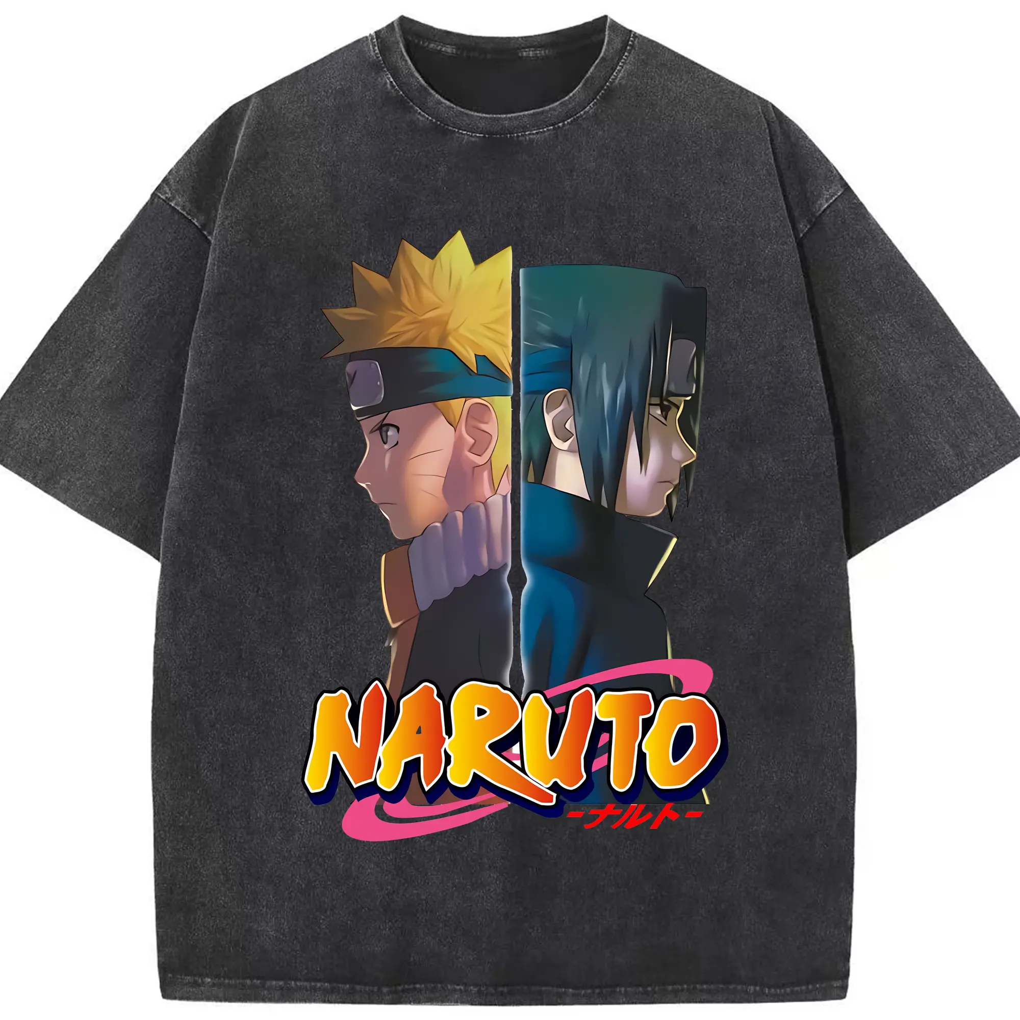 ナルト グッズ うずまき ナルト - 綿100％ ヴィンテージ風 半袖Tシャツ ・ フロントプリント ・ 柔らか肌触り ・ 通気性 快適 ・ スポーツ カジュアル 外出用