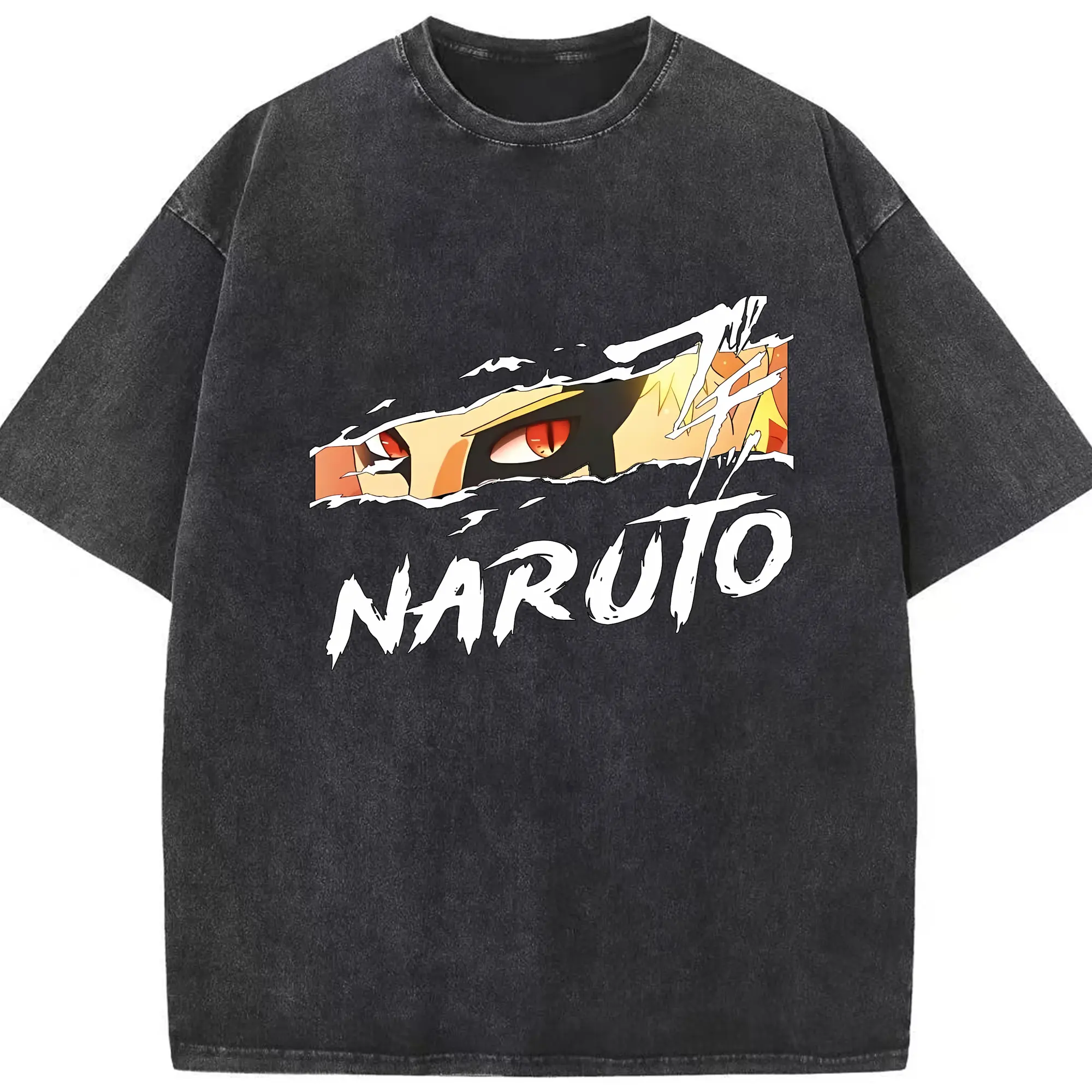 ナルト グッズ うずまき ナルト - 綿100％ ヴィンテージ風 半袖Tシャツ ・ フロントプリント ・ 柔らか肌触り ・ 通気性 快適 ・ スポーツ カジュアル 外出用