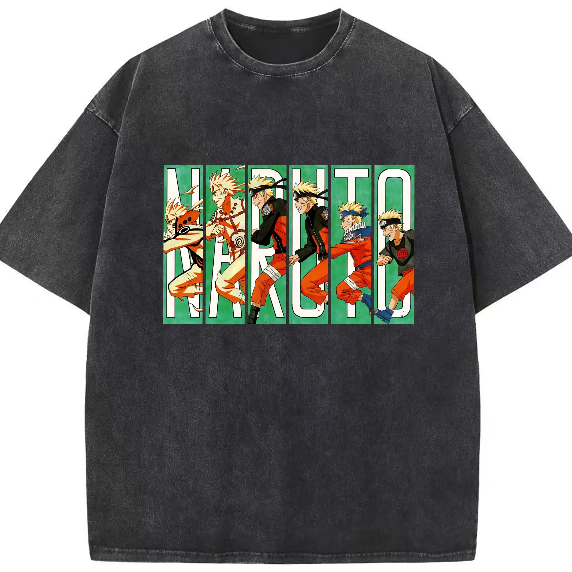 ナルト グッズ うずまき ナルト - 綿100％ ヴィンテージ風 半袖Tシャツ ・ フロントプリント ・ 柔らか肌触り ・ 通気性 快適 ・ スポーツ カジュアル 外出用