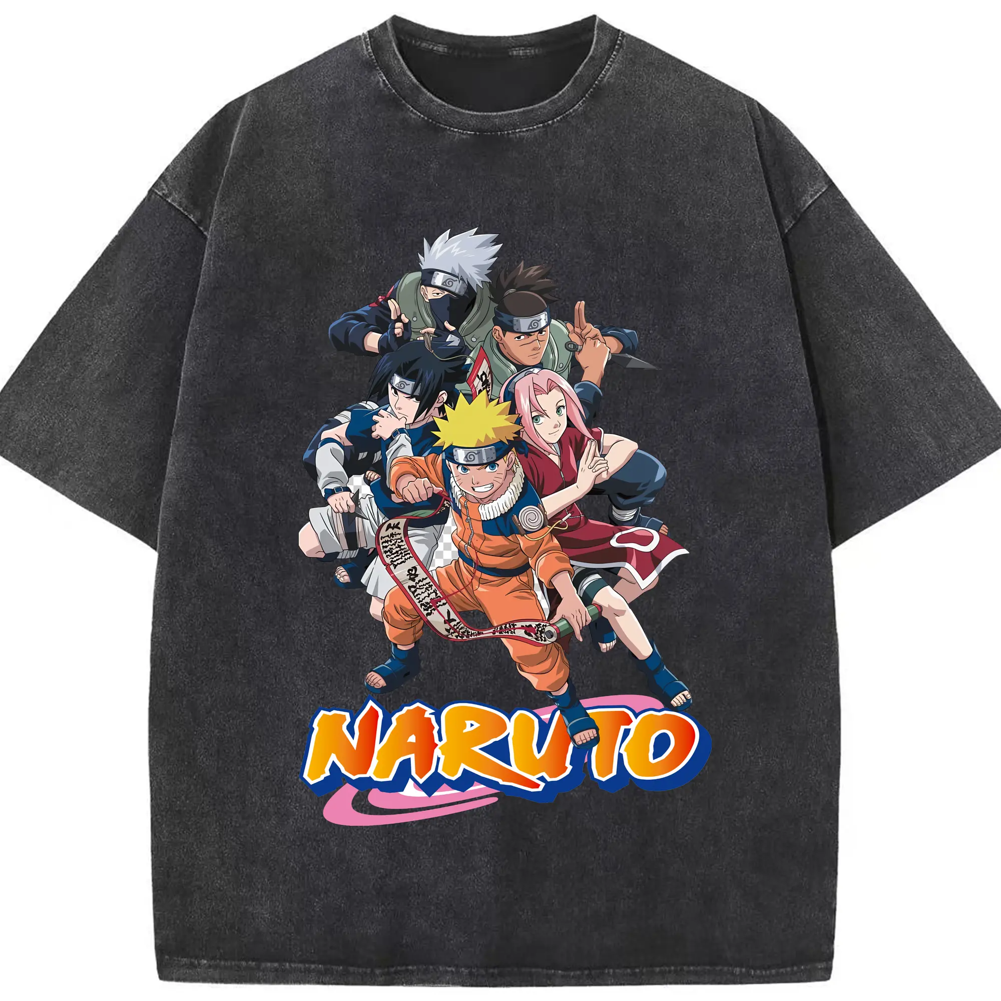 ナルト グッズ うずまき ナルト - 綿100％ ヴィンテージ風 半袖Tシャツ ・ フロントプリント ・ 柔らか肌触り ・ 通気性 快適 ・ スポーツ カジュアル 外出用