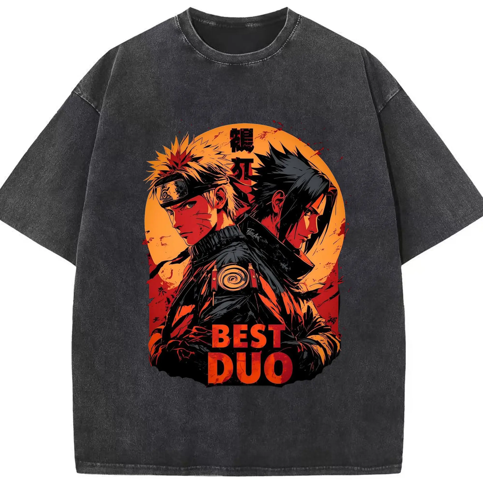 ナルト グッズ うずまき ナルト - 綿100％ ヴィンテージ風 半袖Tシャツ ・ フロントプリント ・ 柔らか肌触り ・ 通気性 快適 ・ スポーツ カジュアル 外出用