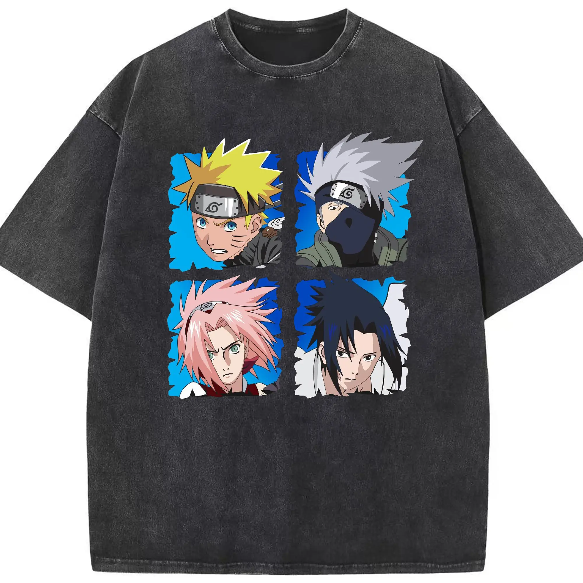 ナルト グッズ うずまき ナルト - 綿100％ ヴィンテージ風 半袖Tシャツ ・ フロントプリント ・ 柔らか肌触り ・ 通気性 快適 ・ スポーツ カジュアル 外出用