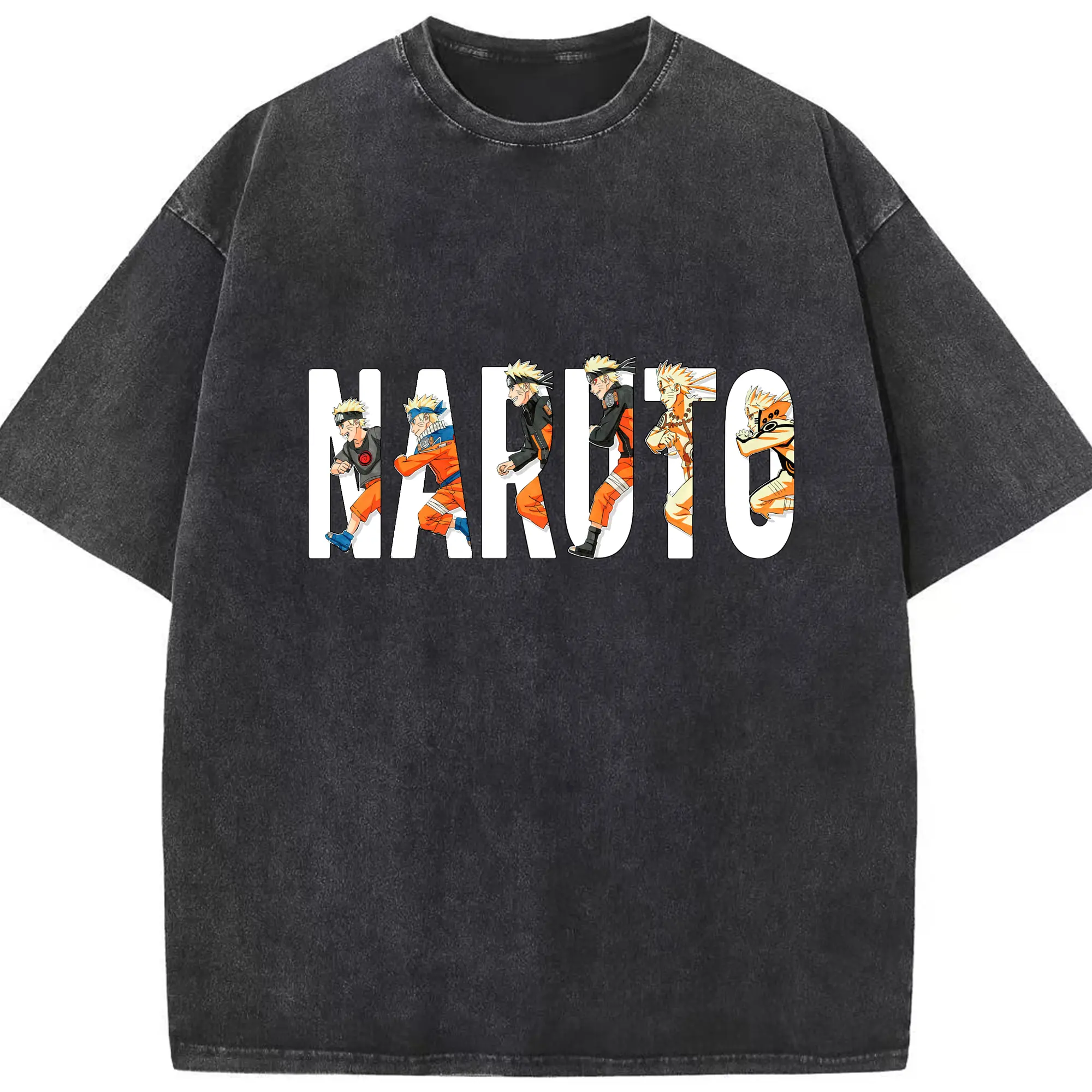 ナルト グッズ うずまき ナルト - 綿100％ ヴィンテージ風 半袖Tシャツ ・ フロントプリント ・ 柔らか肌触り ・ 通気性 快適 ・ スポーツ カジュアル 外出用