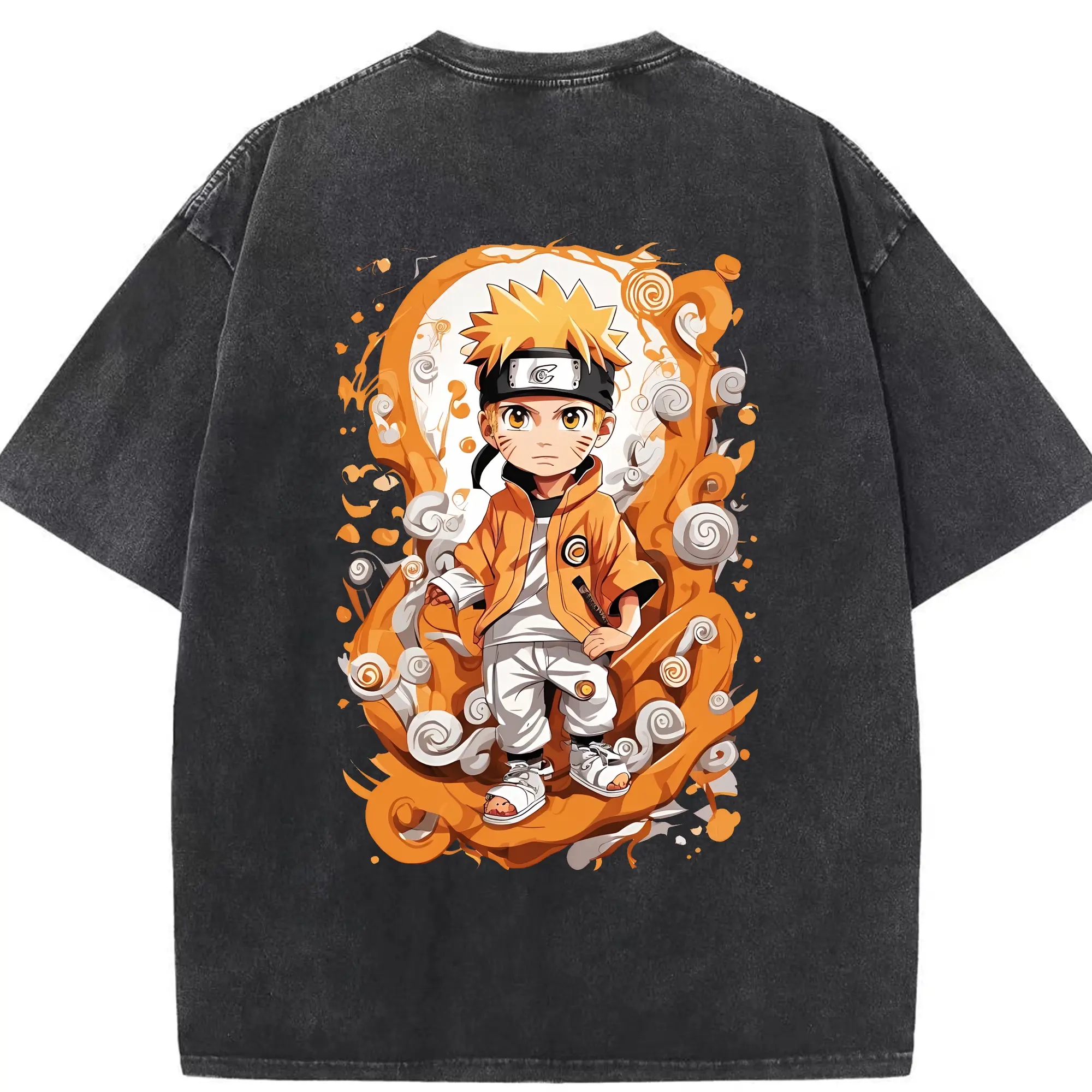 ナルト グッズ うずまき ナルト - 綿100％ ヴィンテージ風 半袖Tシャツ ・ 背面プリント ・ 柔らか肌触り ・ 通気性 快適 ・ スポーツ カジュアル 外出用