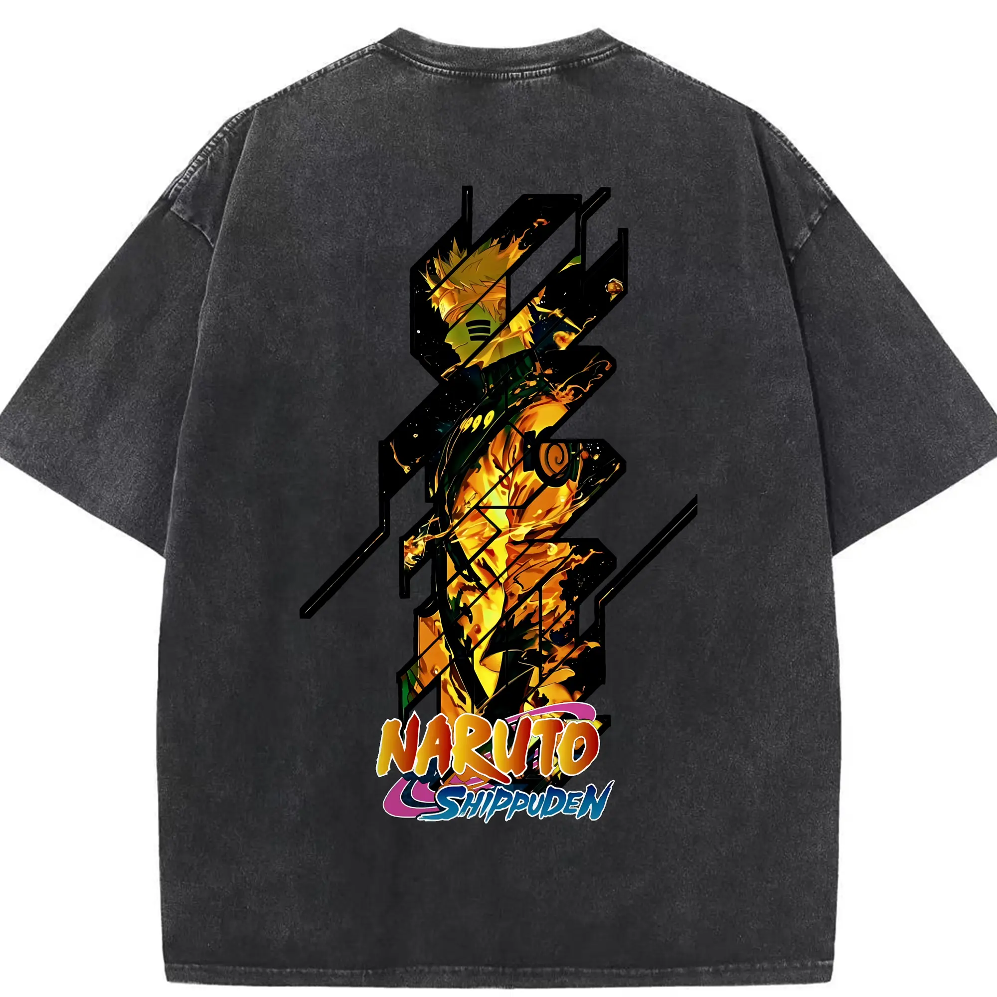 ナルト グッズ うずまき ナルト - 綿100％ ヴィンテージ風 半袖Tシャツ ・ 背面プリント ・ 柔らか肌触り ・ 通気性 快適 ・ スポーツ カジュアル 外出用