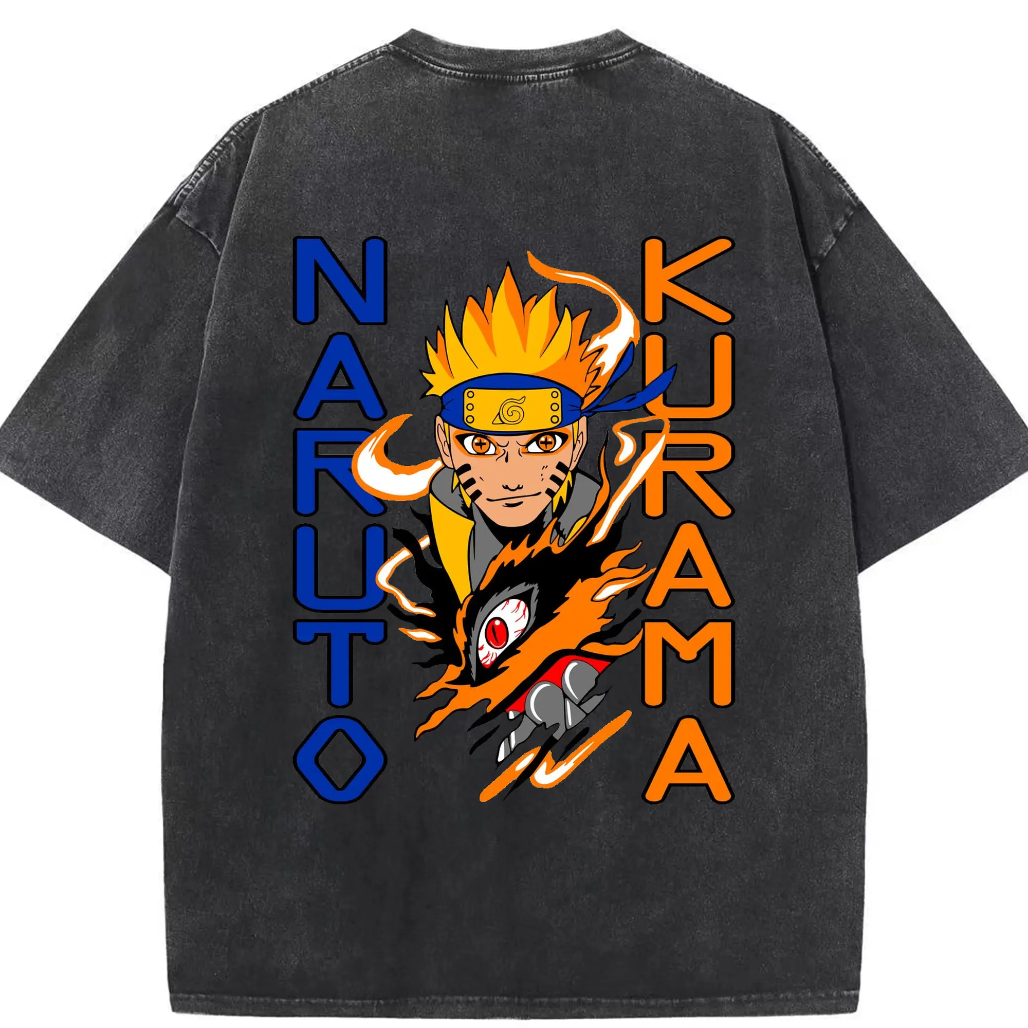 ナルト グッズ うずまき ナルト - 綿100％ ヴィンテージ風 半袖Tシャツ ・ 背面プリント ・ 柔らか肌触り ・ 通気性 快適 ・ スポーツ カジュアル 外出用