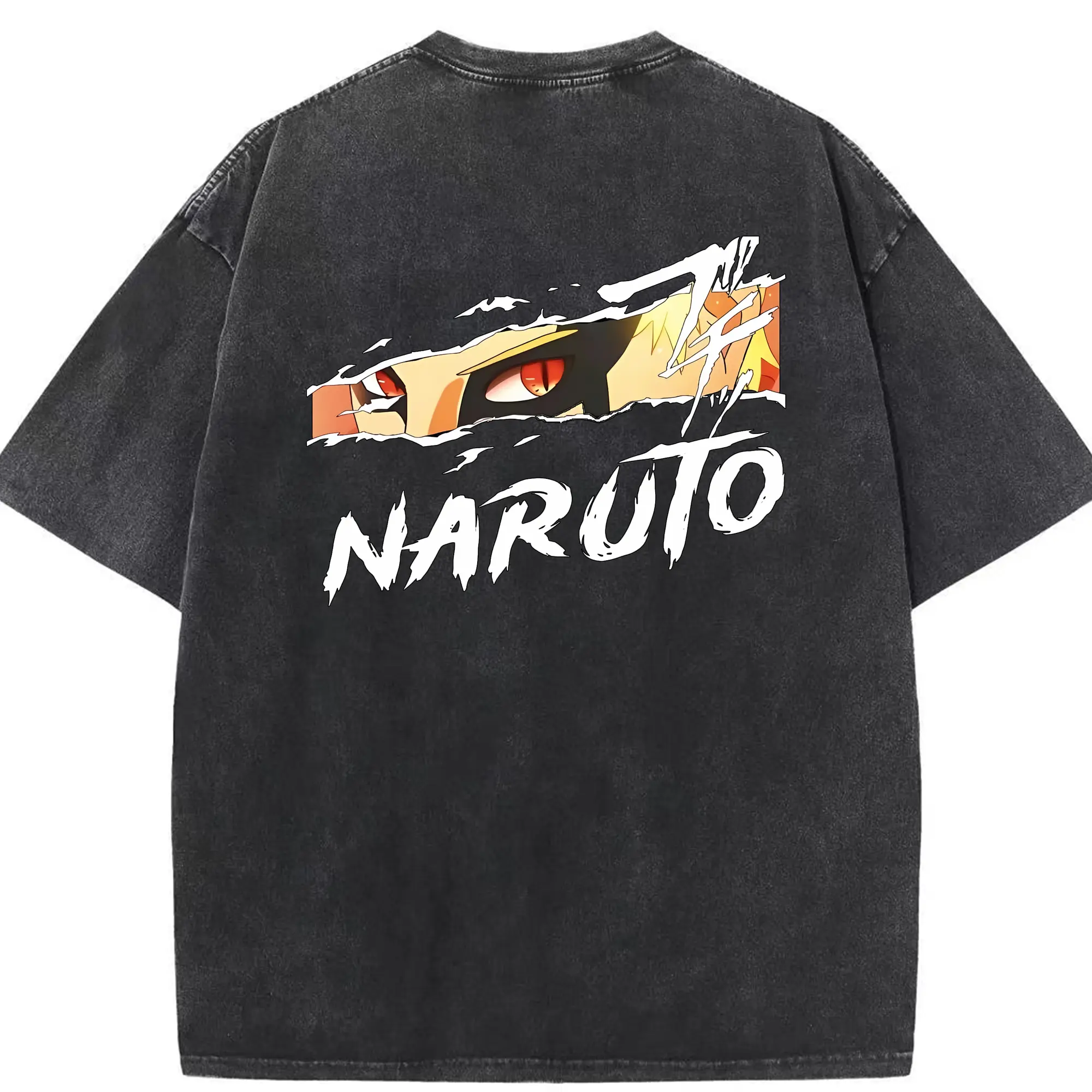 ナルト グッズ うずまき ナルト - 綿100％ ヴィンテージ風 半袖Tシャツ ・ 背面プリント ・ 柔らか肌触り ・ 通気性 快適 ・ スポーツ カジュアル 外出用