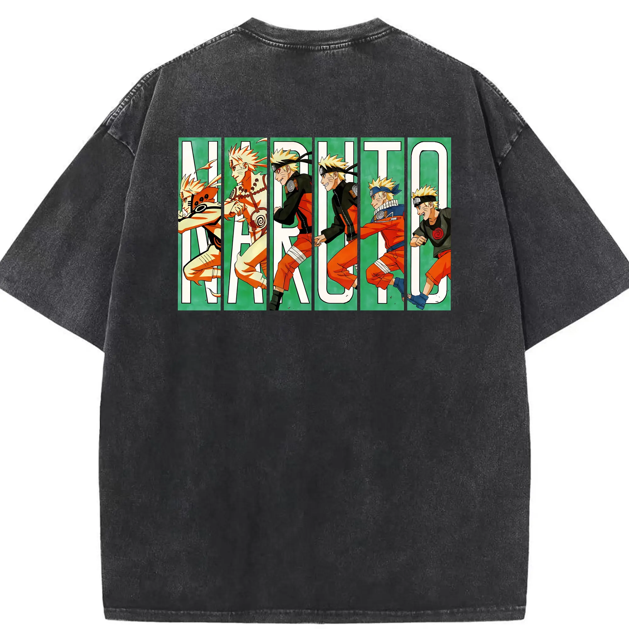 ナルト グッズ うずまき ナルト - 綿100％ ヴィンテージ風 半袖Tシャツ ・ 背面プリント ・ 柔らか肌触り ・ 通気性 快適 ・ スポーツ カジュアル 外出用