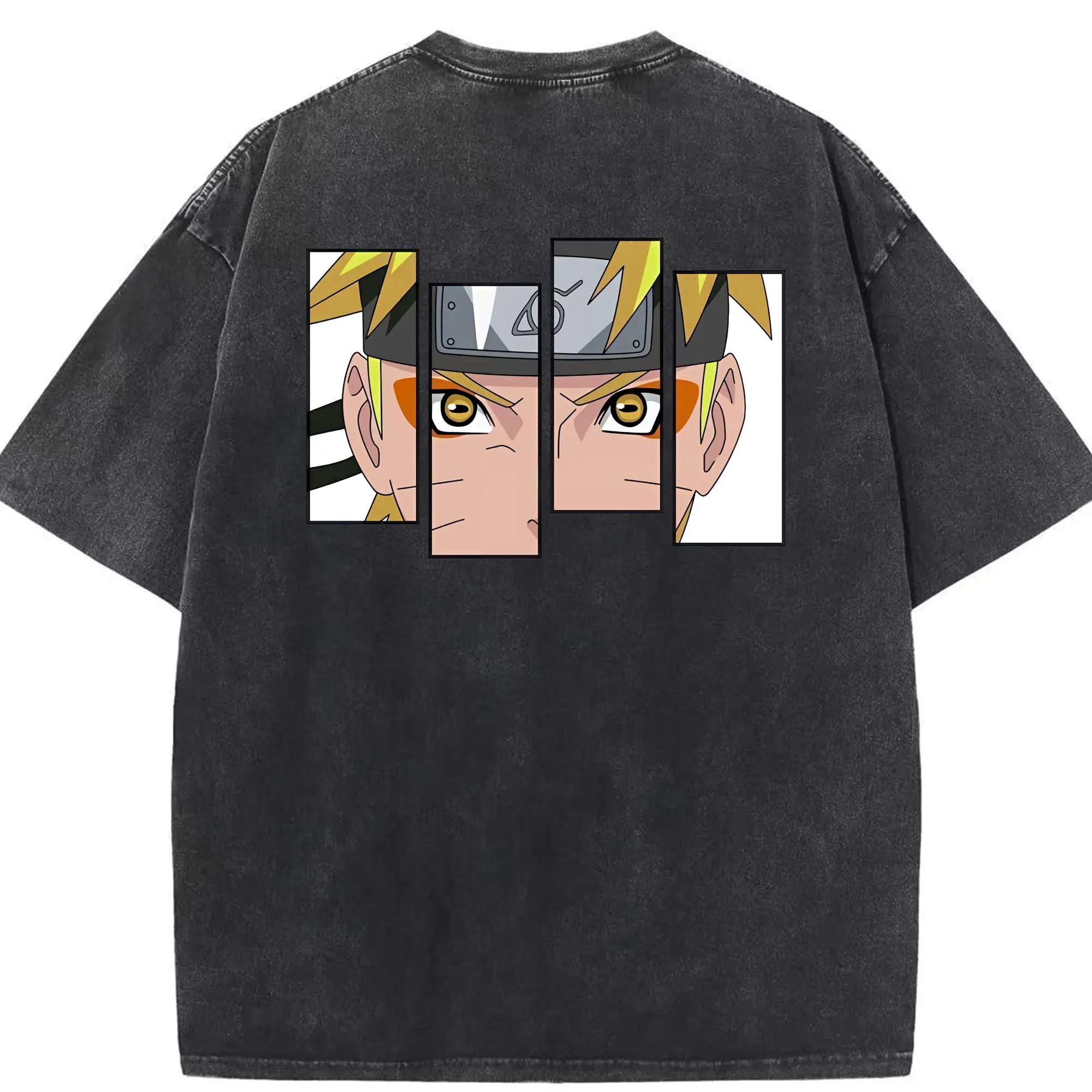 ナルト グッズ うずまき ナルト - 綿100％ ヴィンテージ風 半袖Tシャツ ・ 背面プリント ・ 柔らか肌触り ・ 通気性 快適 ・ スポーツ カジュアル 外出用