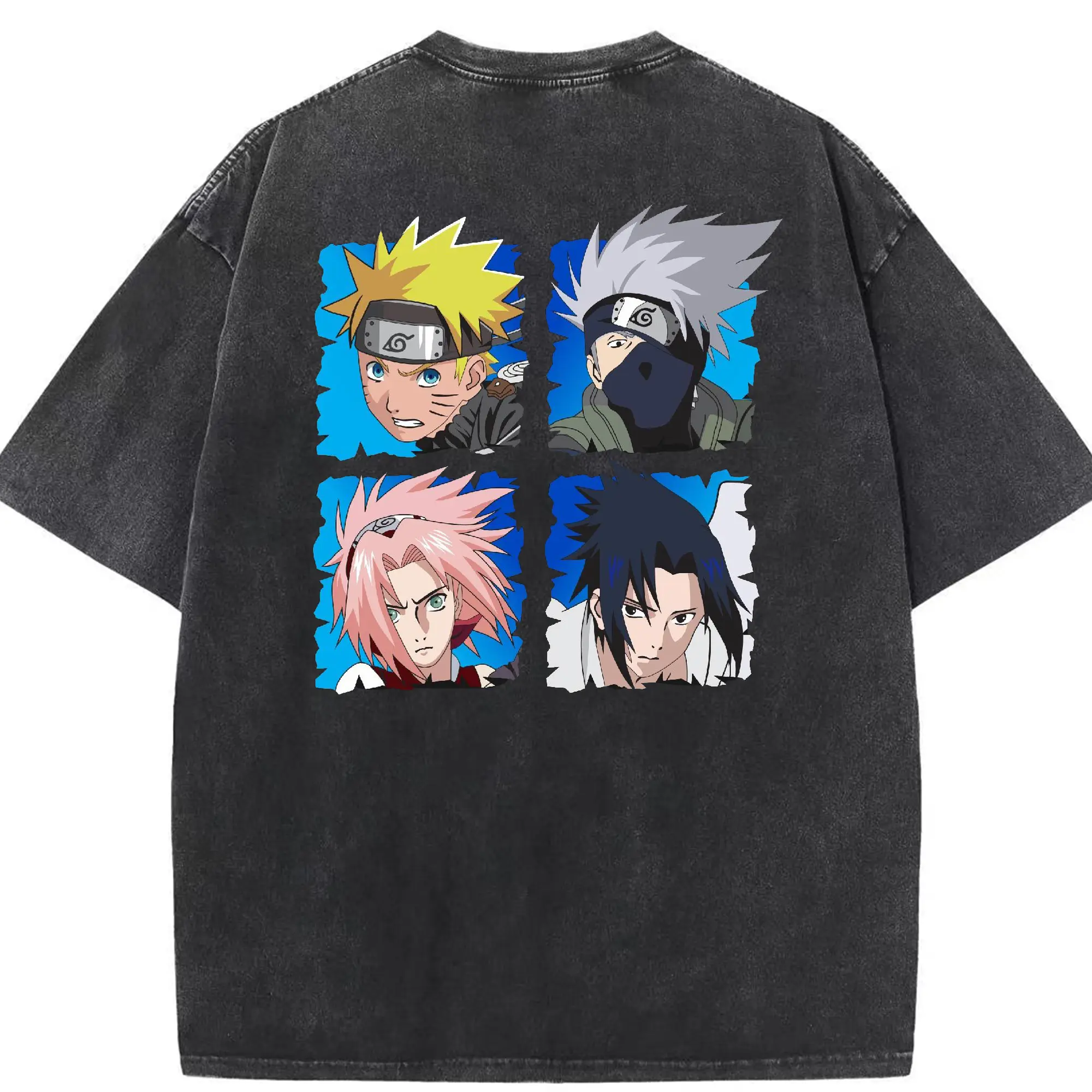 ナルト グッズ うずまき ナルト - 綿100％ ヴィンテージ風 半袖Tシャツ ・ 背面プリント ・ 柔らか肌触り ・ 通気性 快適 ・ スポーツ カジュアル 外出用