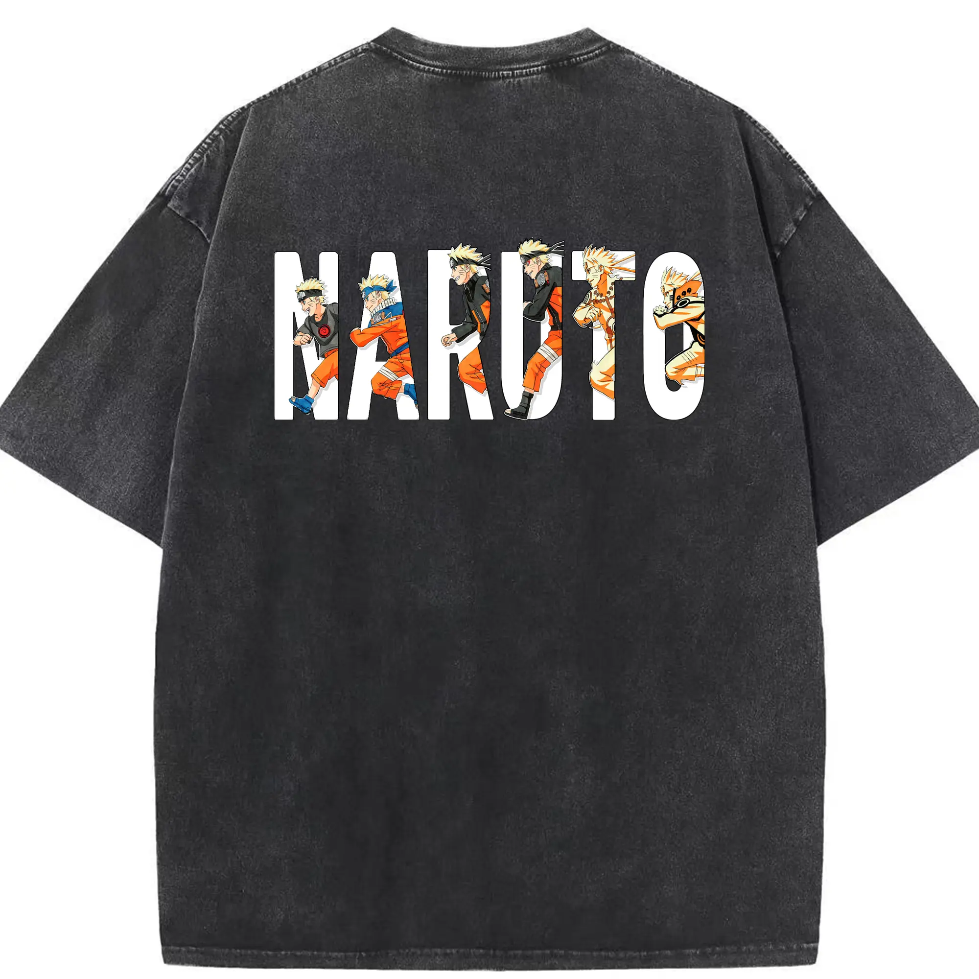 ナルト グッズ うずまき ナルト - 綿100％ ヴィンテージ風 半袖Tシャツ ・ 背面プリント ・ 柔らか肌触り ・ 通気性 快適 ・ スポーツ カジュアル 外出用