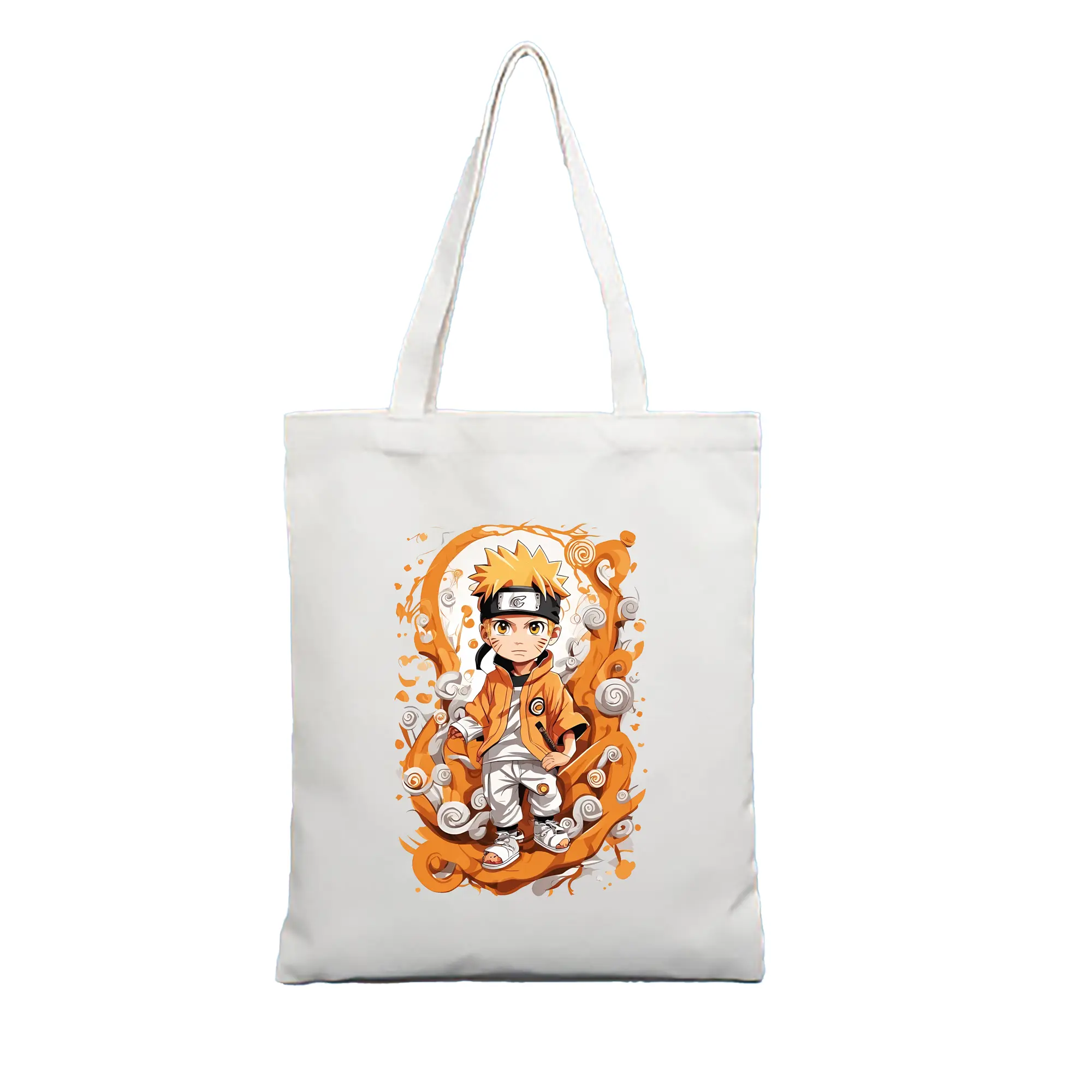 ナルト グッズ うずまき ナルト - 縦型キャンバス手提げバッグ（トートバッグ） ・ キャンバス素材 ・ ショッピング用 ・ 軽量 丈夫 お手入れ簡単
