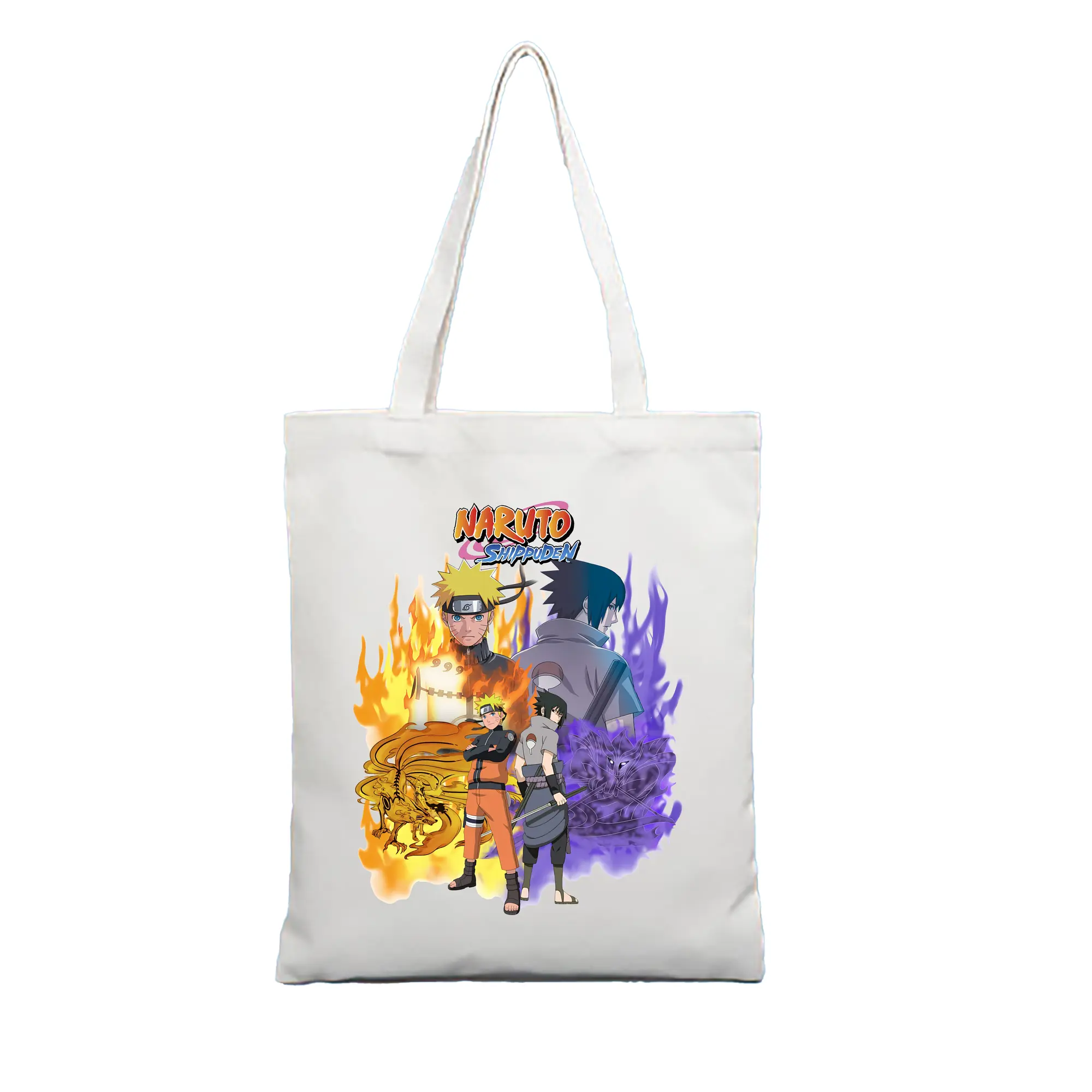 ナルト グッズ うずまき ナルト - 縦型キャンバス手提げバッグ（トートバッグ） ・ キャンバス素材 ・ ショッピング用 ・ 軽量 丈夫 お手入れ簡単