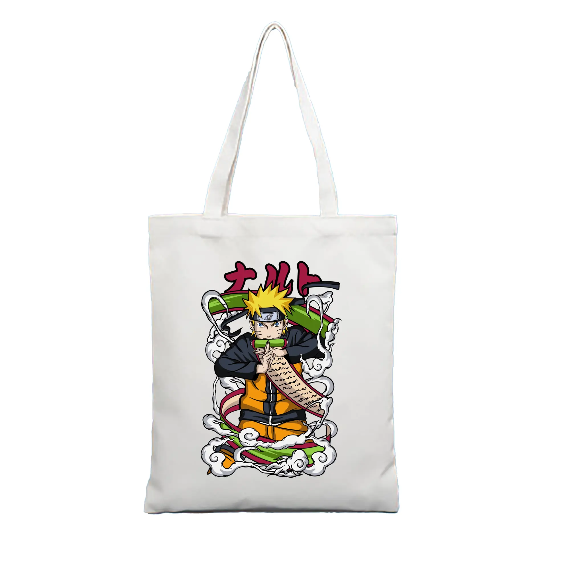 ナルト グッズ うずまき ナルト - 縦型キャンバス手提げバッグ（トートバッグ） ・ キャンバス素材 ・ ショッピング用 ・ 軽量 丈夫 お手入れ簡単