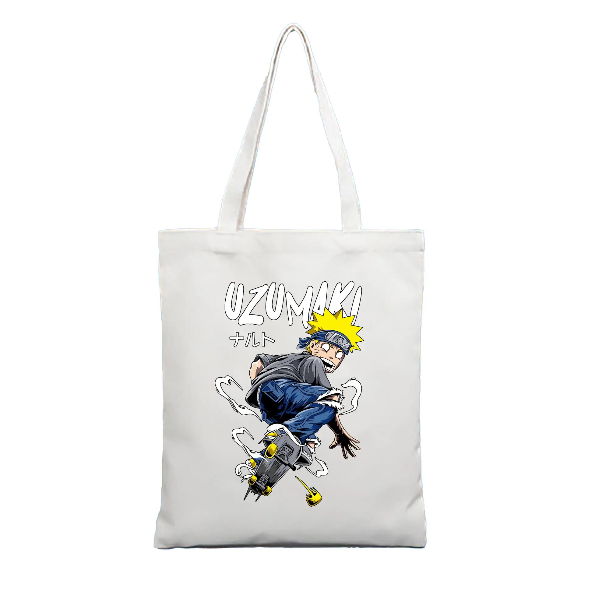 ナルト グッズ うずまき ナルト - 縦型キャンバス手提げバッグ（トートバッグ） ・ キャンバス素材 ・ ショッピング用 ・ 軽量 丈夫 お手入れ簡単