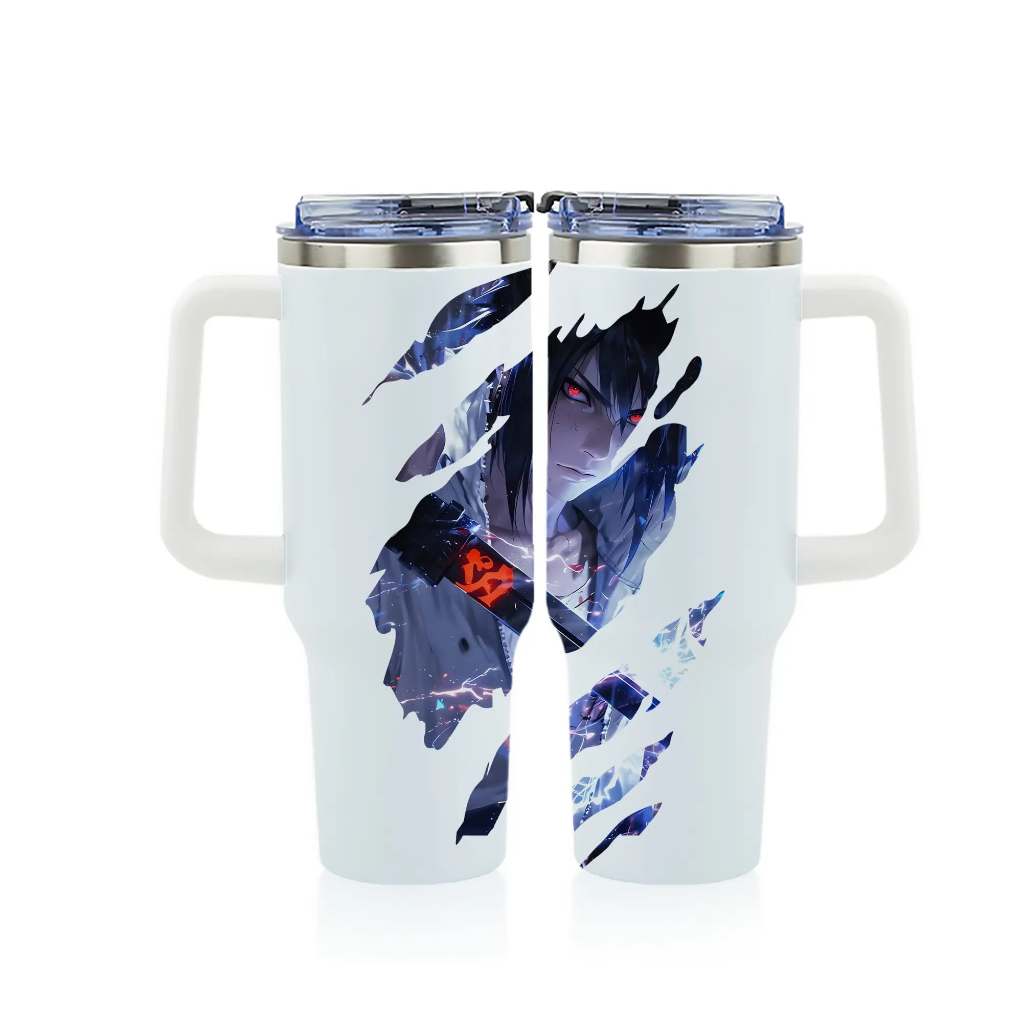 ナルト グッズ うちは サスケ - 1200mL フルプリント車用タンブラー ・ 304ステンレス 内側 ・ 201ステンレス 外側 ・ 保温 保冷 ・ 通勤 ドライブ アウトドア用