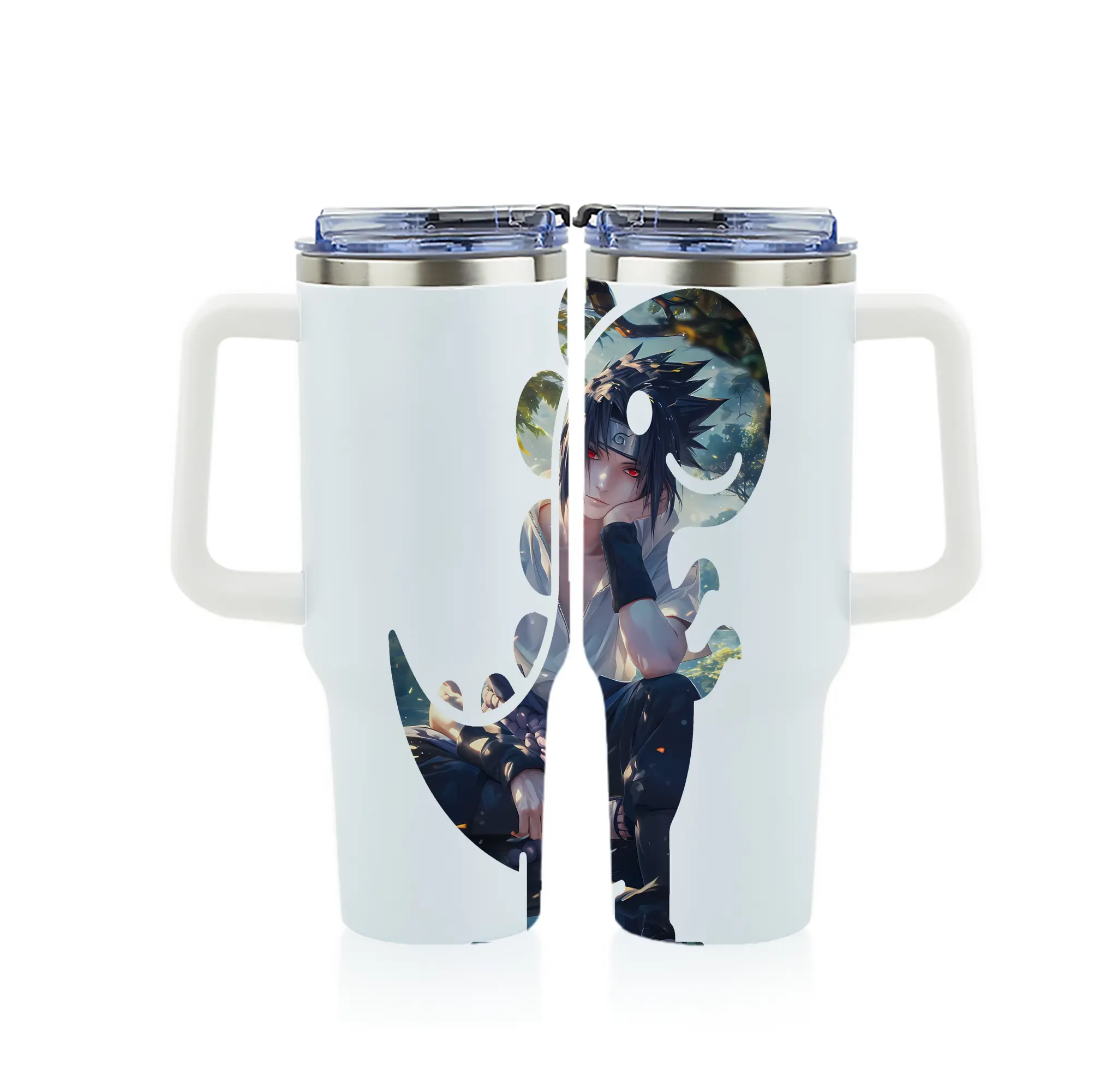 ナルト グッズ うちは サスケ - 1200mL フルプリント車用タンブラー ・ 304ステンレス 内側 ・ 201ステンレス 外側 ・ 保温 保冷 ・ 通勤 ドライブ アウトドア用