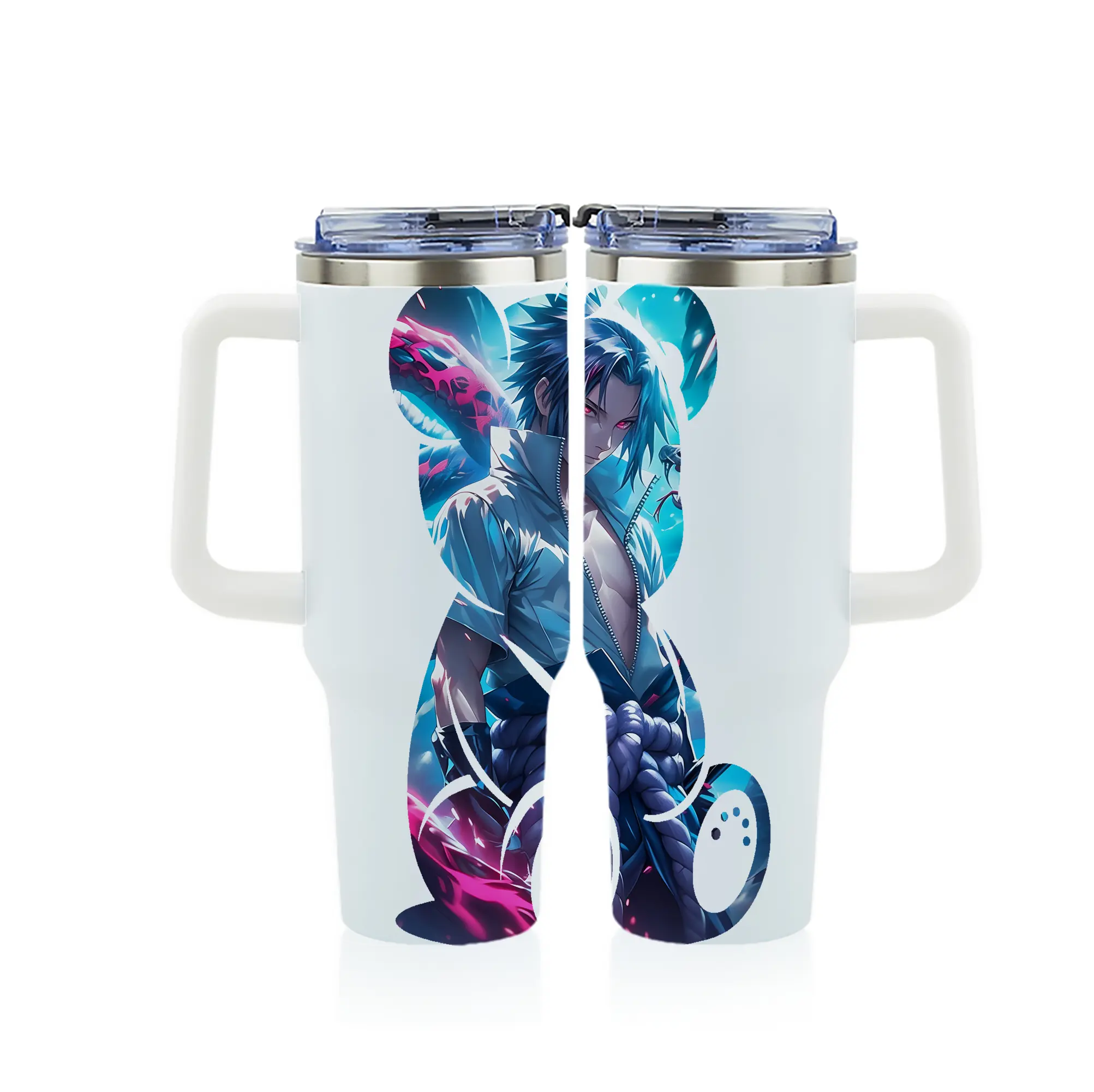 ナルト グッズ うちは サスケ - 1200mL フルプリント車用タンブラー ・ 304ステンレス 内側 ・ 201ステンレス 外側 ・ 保温 保冷 ・ 通勤 ドライブ アウトドア用